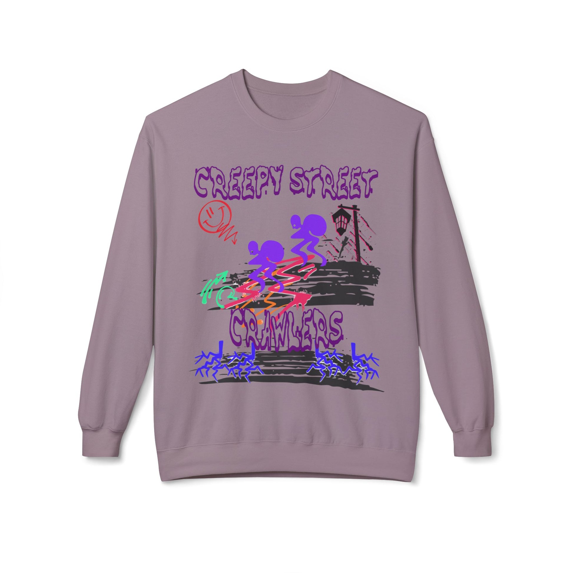 Creepy Street Crawlers Sweatshirt | Cozy Unisex Fleece Crewneck | Ideal for Halloween, Casual Wear, Fall Outings, Gift for Friends
