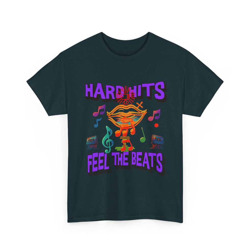 Music Lover Tee - Hard Hits Feel The Beats, Unisex Cotton Shirt, Perfect Gift for Musicians, Concerts, Festivals, Casual Wear