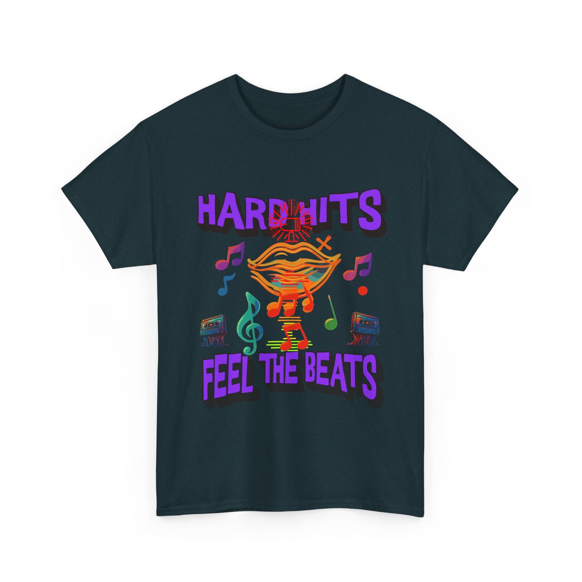 Music Lover Tee - Hard Hits Feel The Beats, Unisex Cotton Shirt, Perfect Gift for Musicians, Concerts, Festivals, Casual Wear