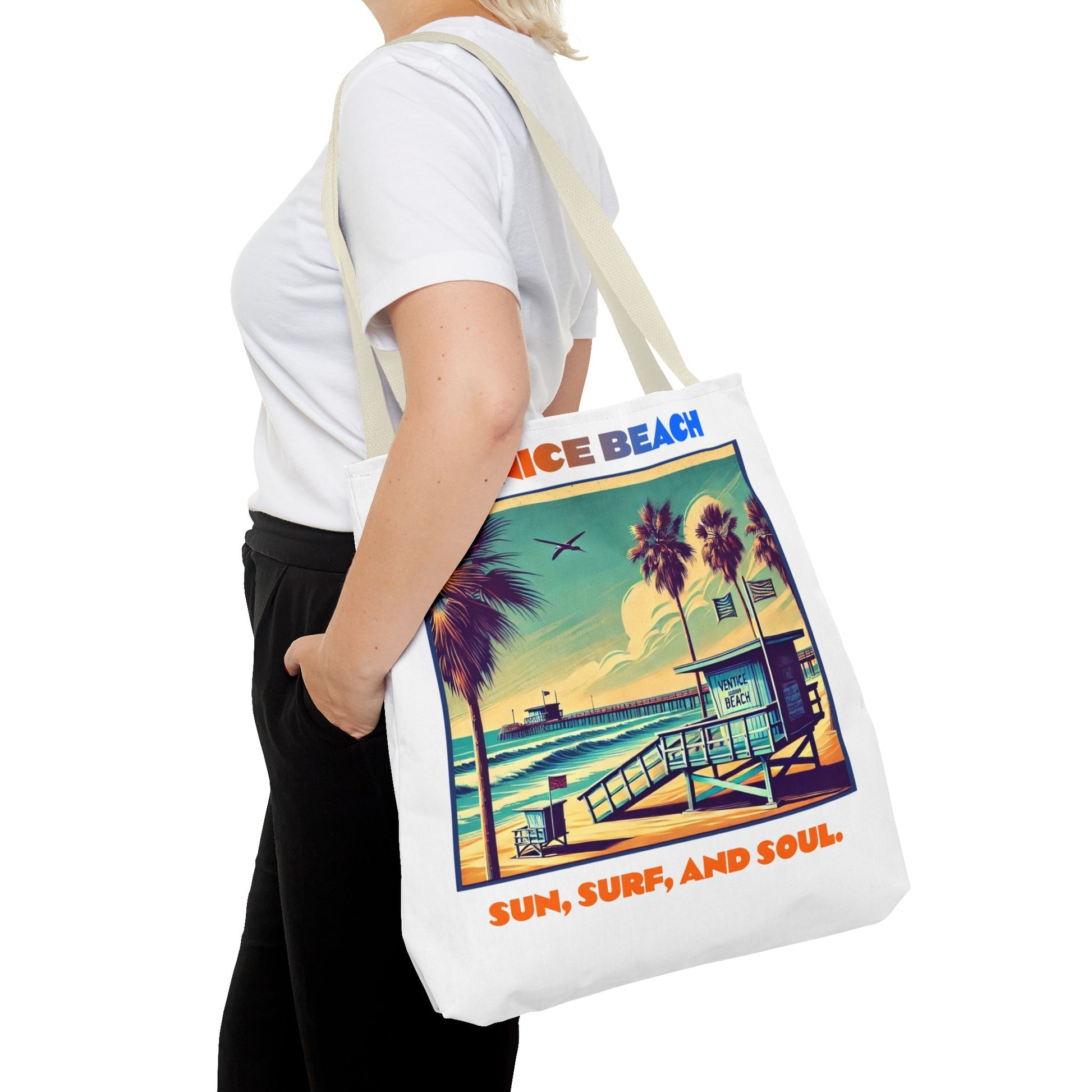 Venice Beach Tote Bag - Sun, Surf, and Soul, Beach Bag, Eco-Friendly, Summer Essential, Travel Tote, Gift for Beach Lovers