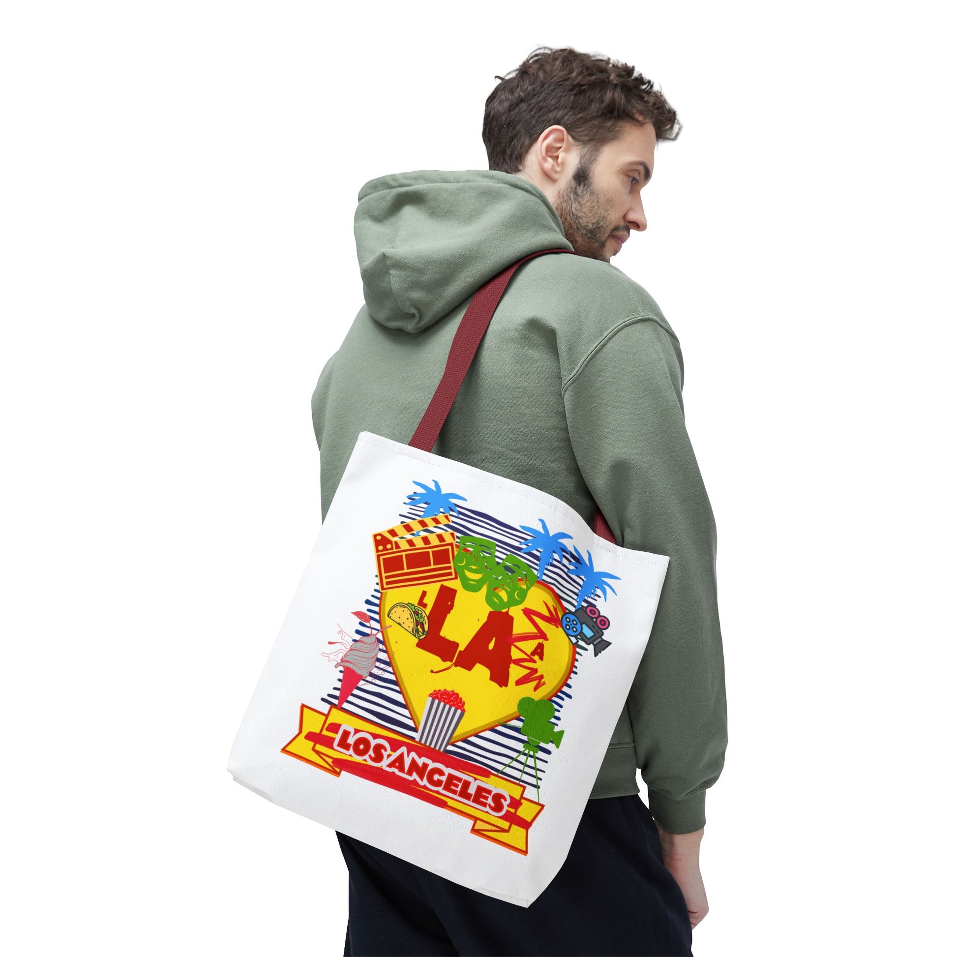 Los Angeles Love Tote Bag, Fun Beach Bag, Travel Tote, Summer Accessory, Gift for Travelers, AOP Design