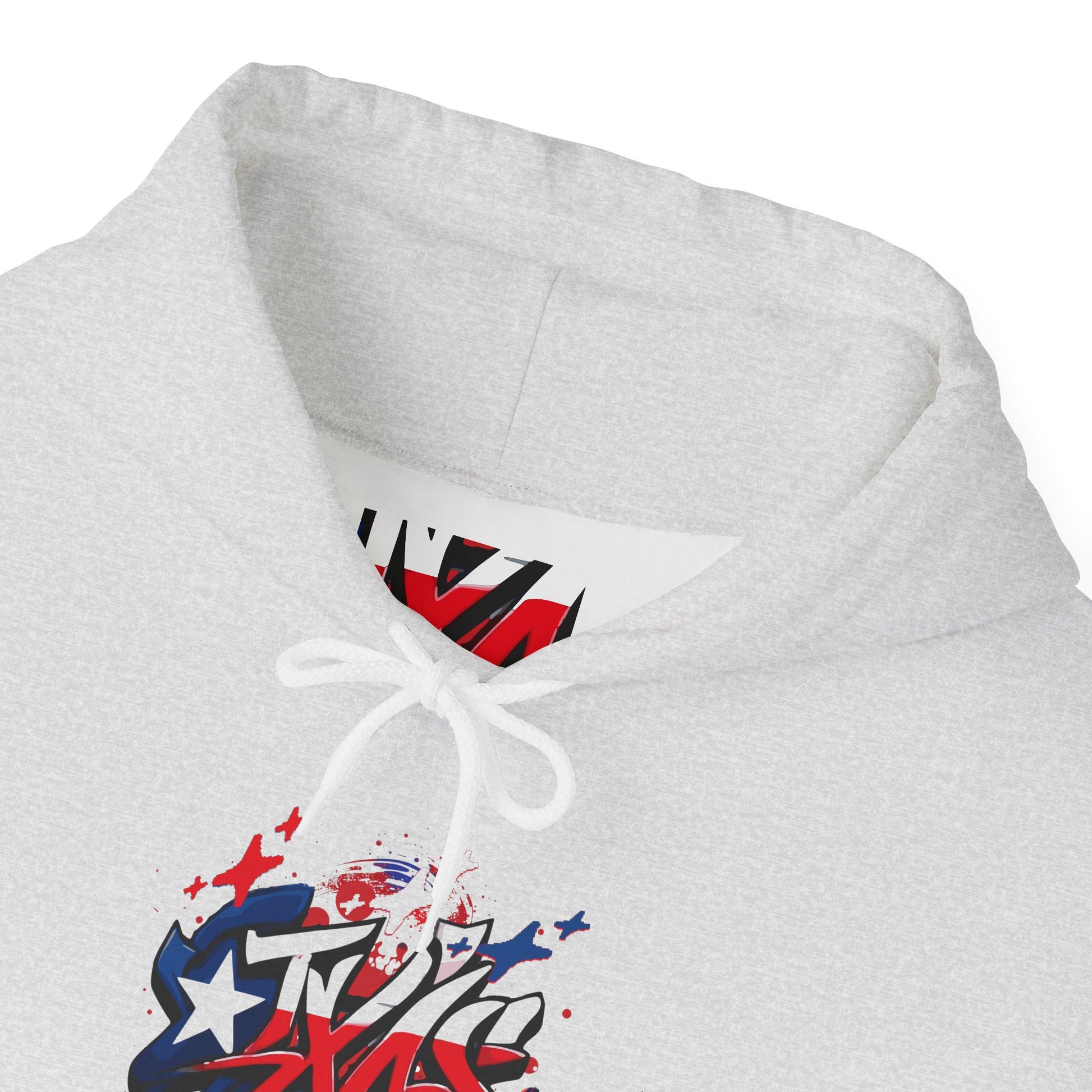 Patriotic Graffiti Hoodie, Cozy Sweatshirt for Casual Wear, Perfect Gift for July 4th, Stylish Streetwear, Unisex Fashion