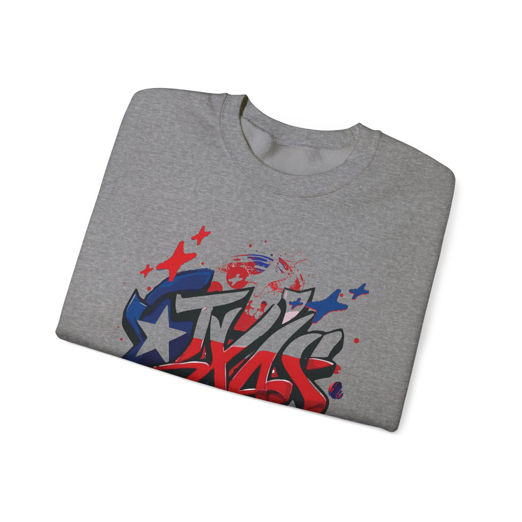 Texas Graffiti Crewneck Sweatshirt, Urban Streetwear, Unisex Fashion, Graphic Sweatshirt, Cozy Layering Piece, Gift for Him/Her