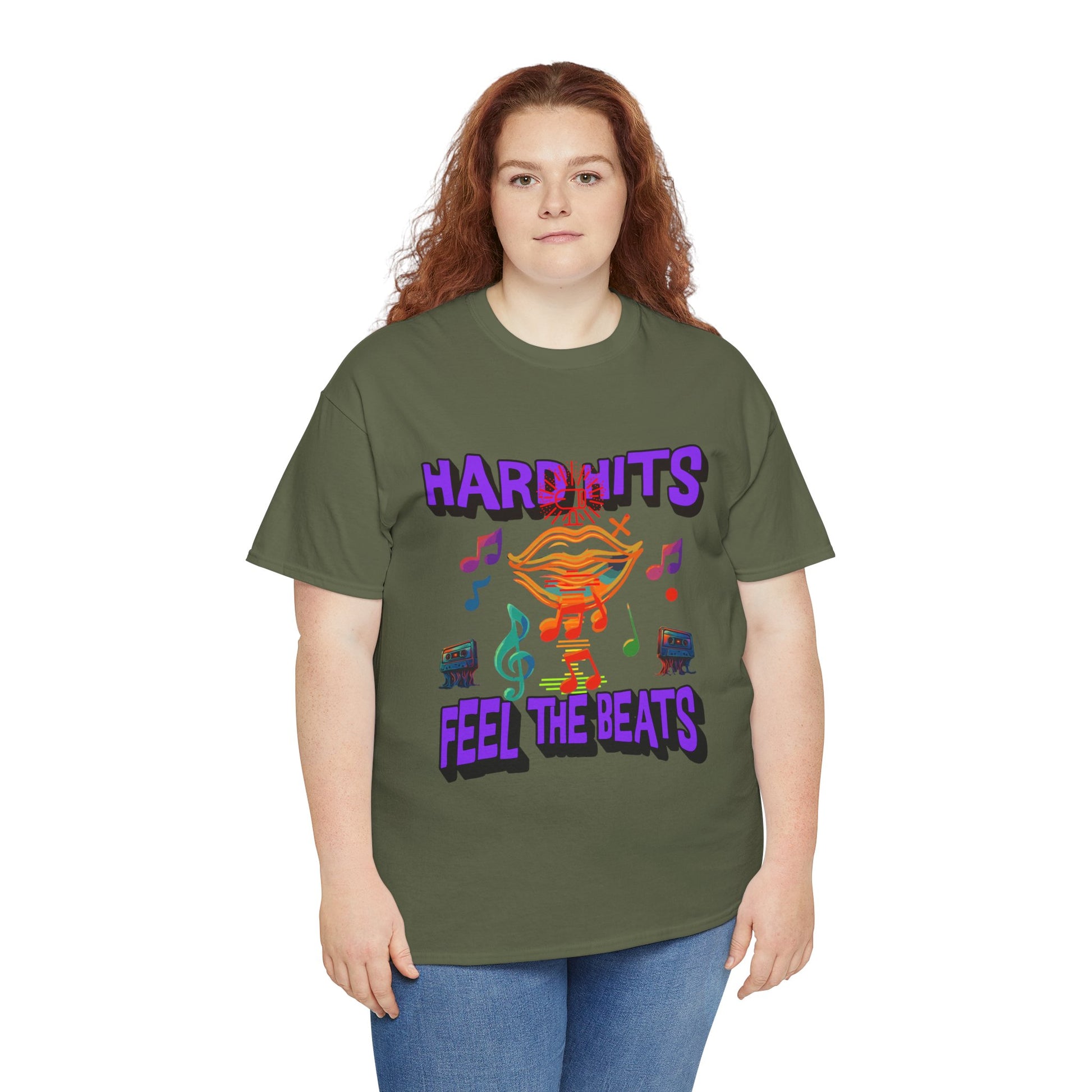 Music Lover Tee - Hard Hits Feel The Beats, Unisex Cotton Shirt, Perfect Gift for Musicians, Concerts, Festivals, Casual Wear