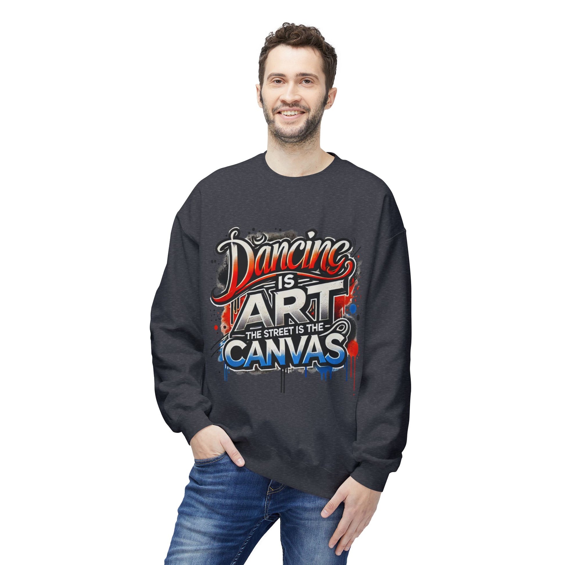 Dance Is Art Crewneck Sweatshirt, Unisex Fashion Sweatshirt, Art Lover Apparel, Gift for Dancers, Street Art Crew
