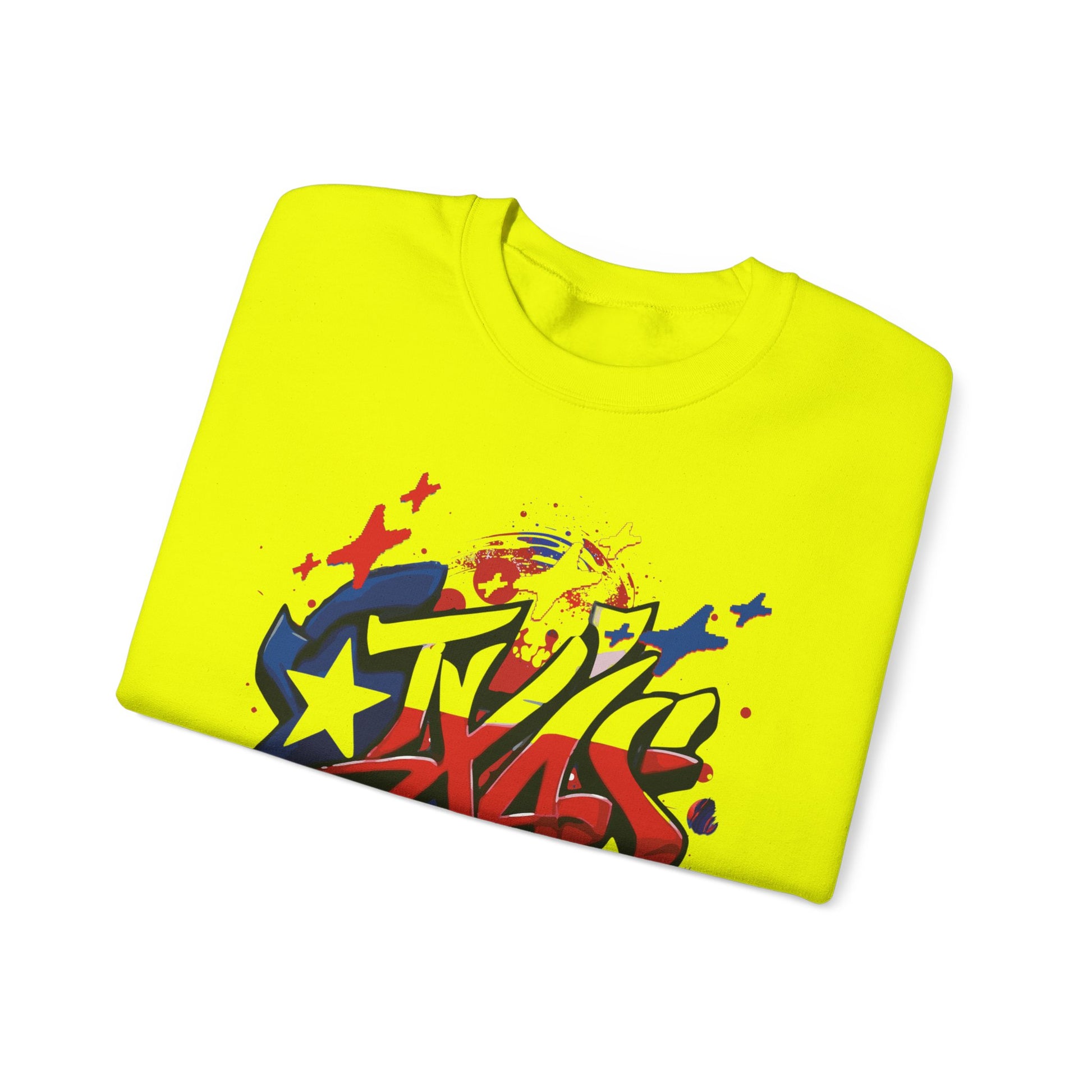 Texas Graffiti Crewneck Sweatshirt, Urban Streetwear, Unisex Fashion, Graphic Sweatshirt, Cozy Layering Piece, Gift for Him/Her