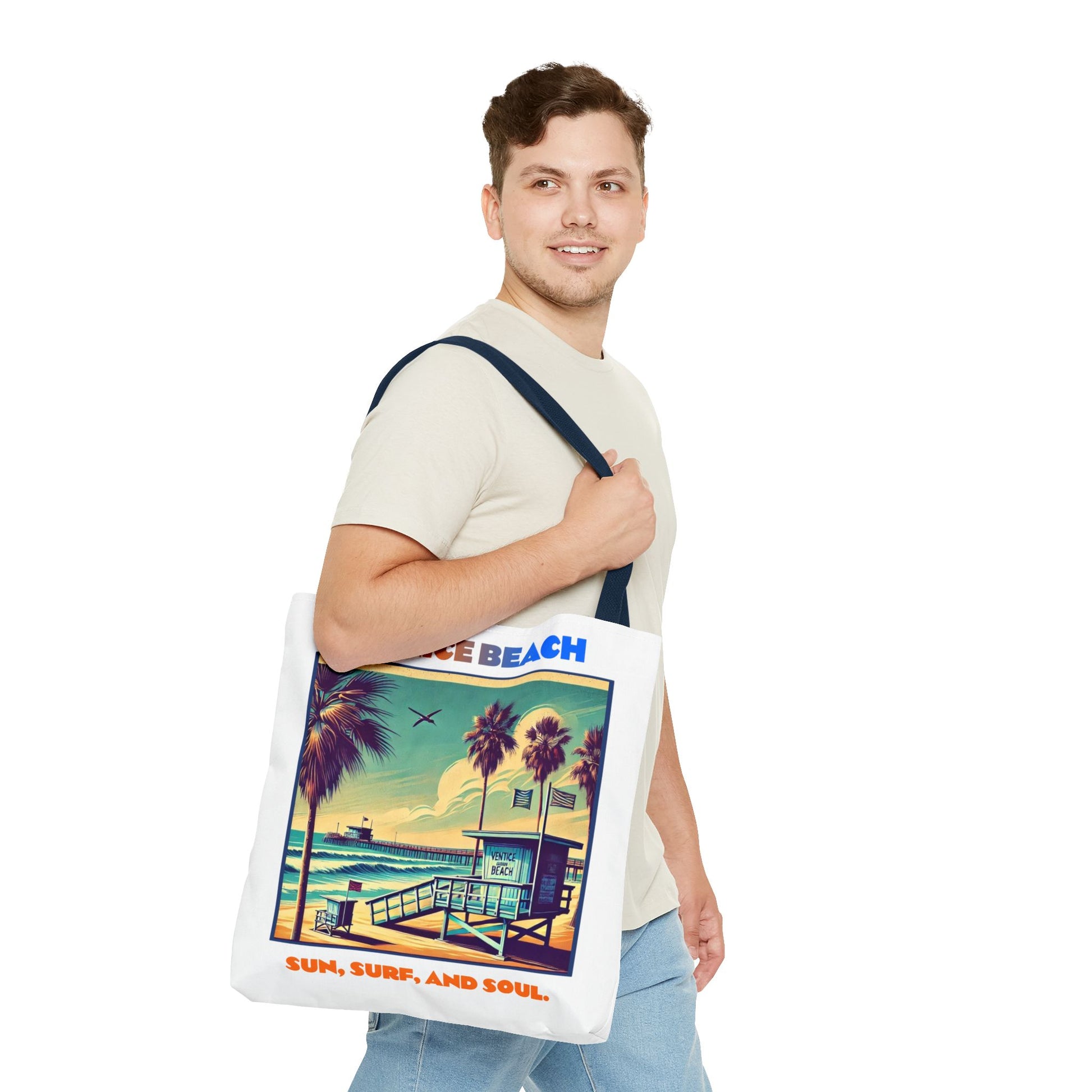 Venice Beach Tote Bag - Sun, Surf, and Soul, Beach Bag, Eco-Friendly, Summer Essential, Travel Tote, Gift for Beach Lovers