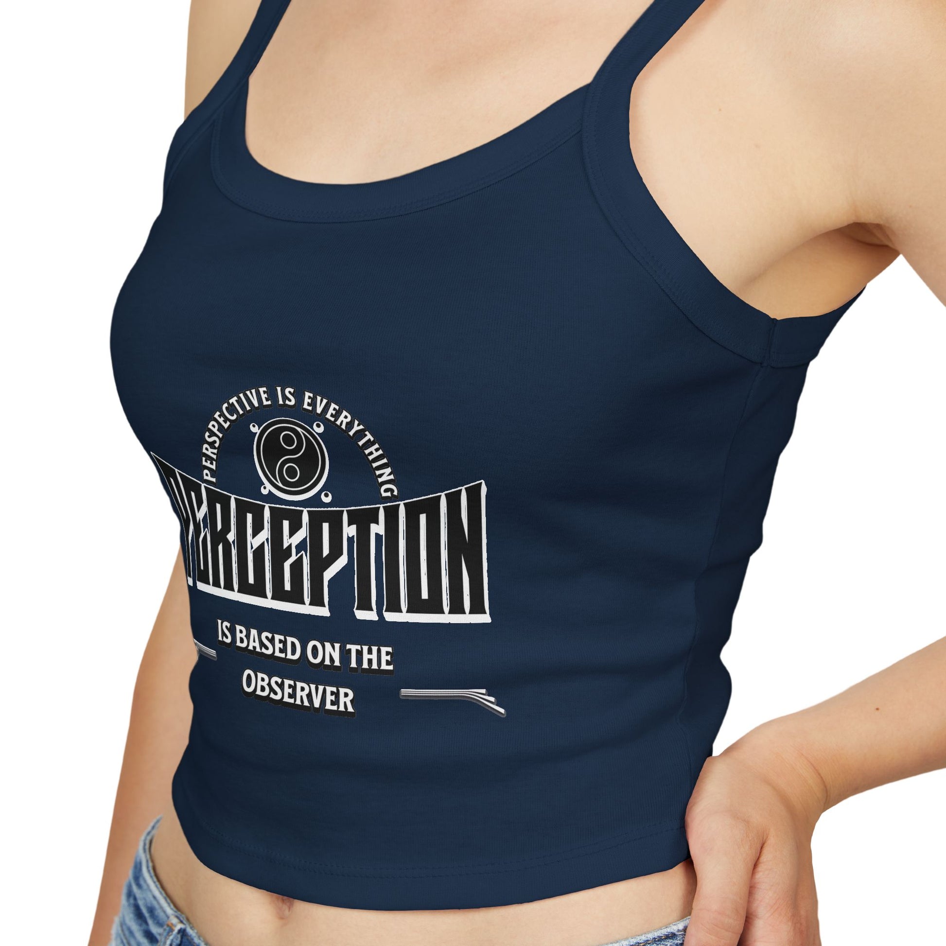 Women's Spaghetti Strap Tank Top - 'Perception' Graphic Tee, Casual Summer Wear, Gift for Her, Boho Style, Festival Top