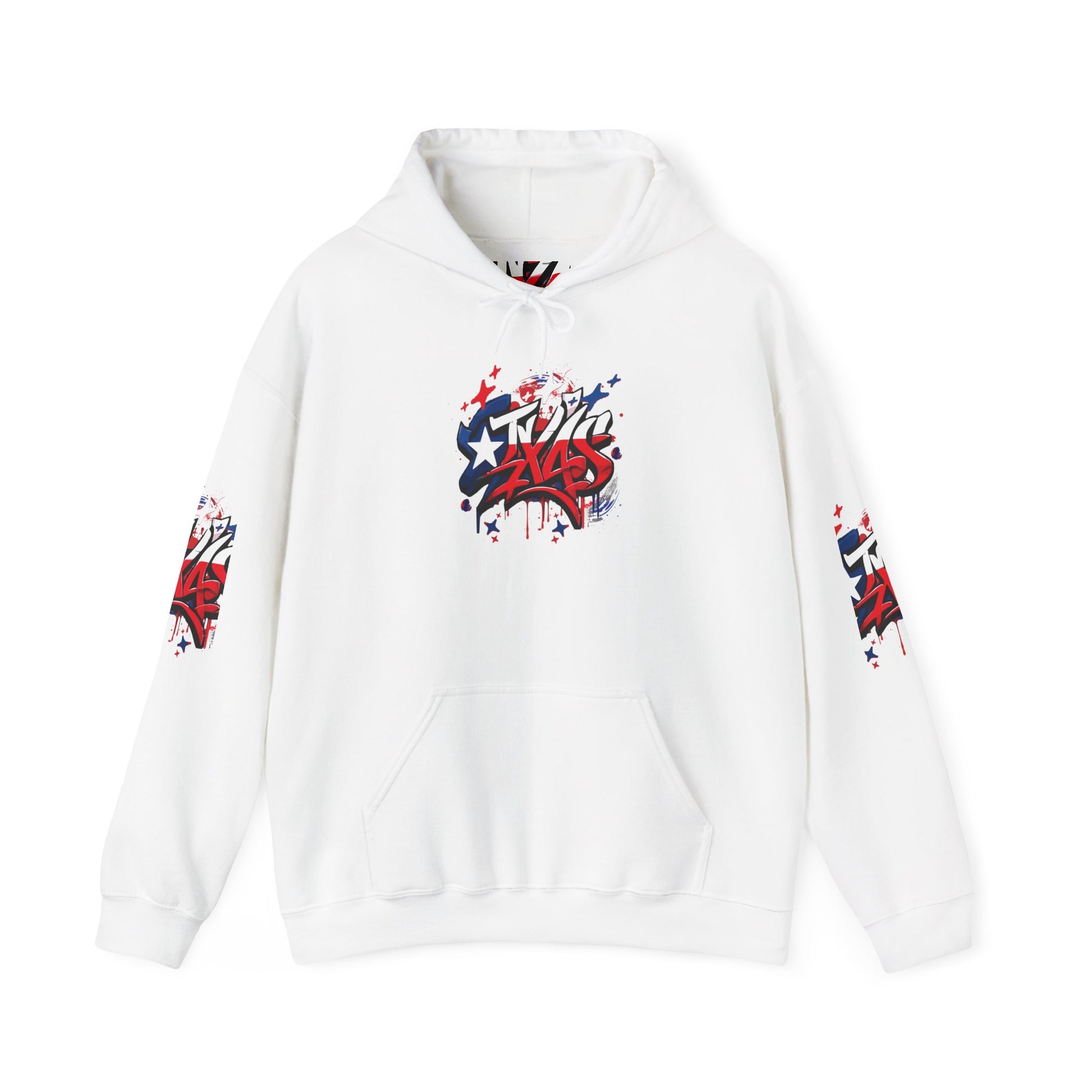 Patriotic Graffiti Hoodie, Cozy Sweatshirt for Casual Wear, Perfect Gift for July 4th, Stylish Streetwear, Unisex Fashion