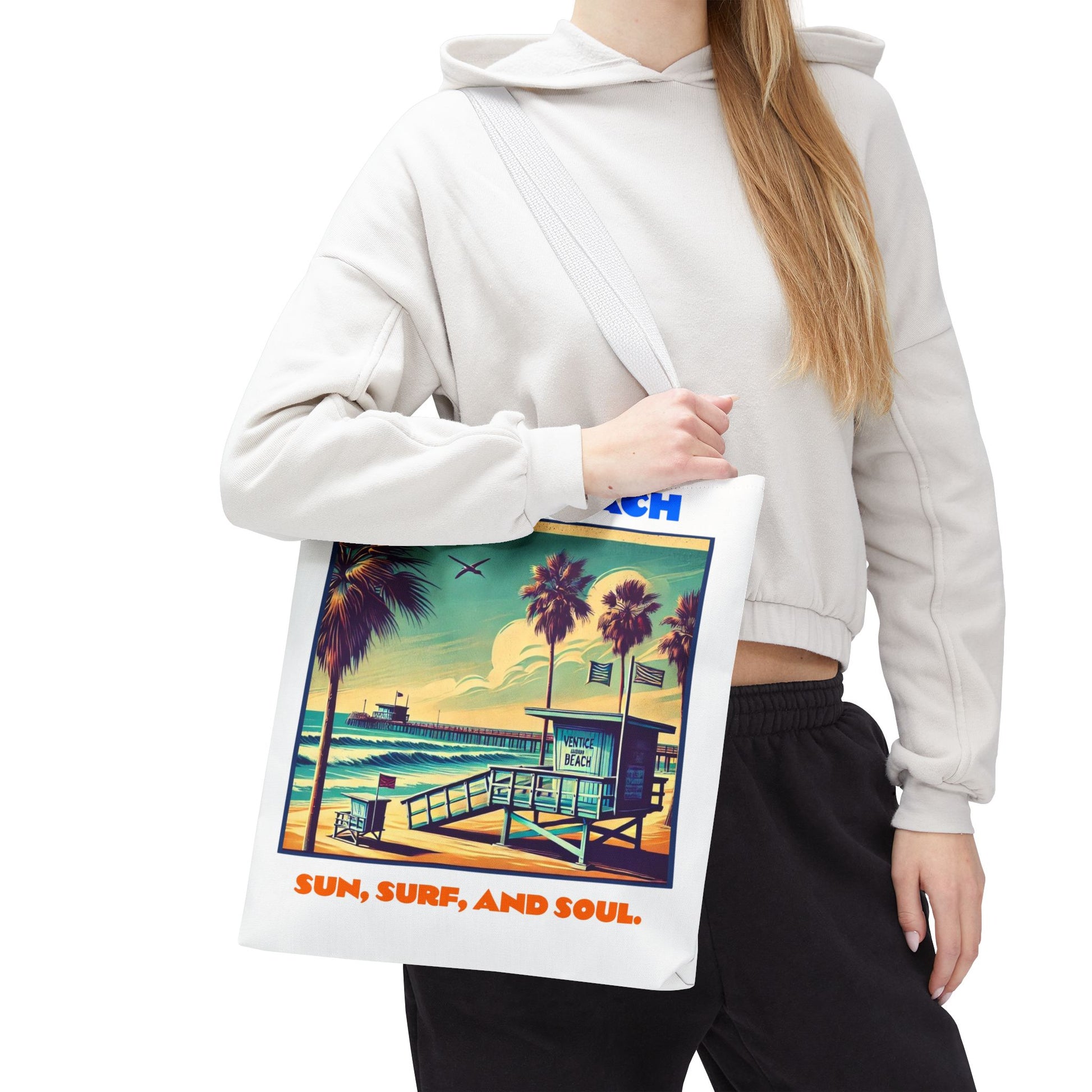 Venice Beach Tote Bag - Sun, Surf, and Soul, Beach Bag, Eco-Friendly, Summer Essential, Travel Tote, Gift for Beach Lovers