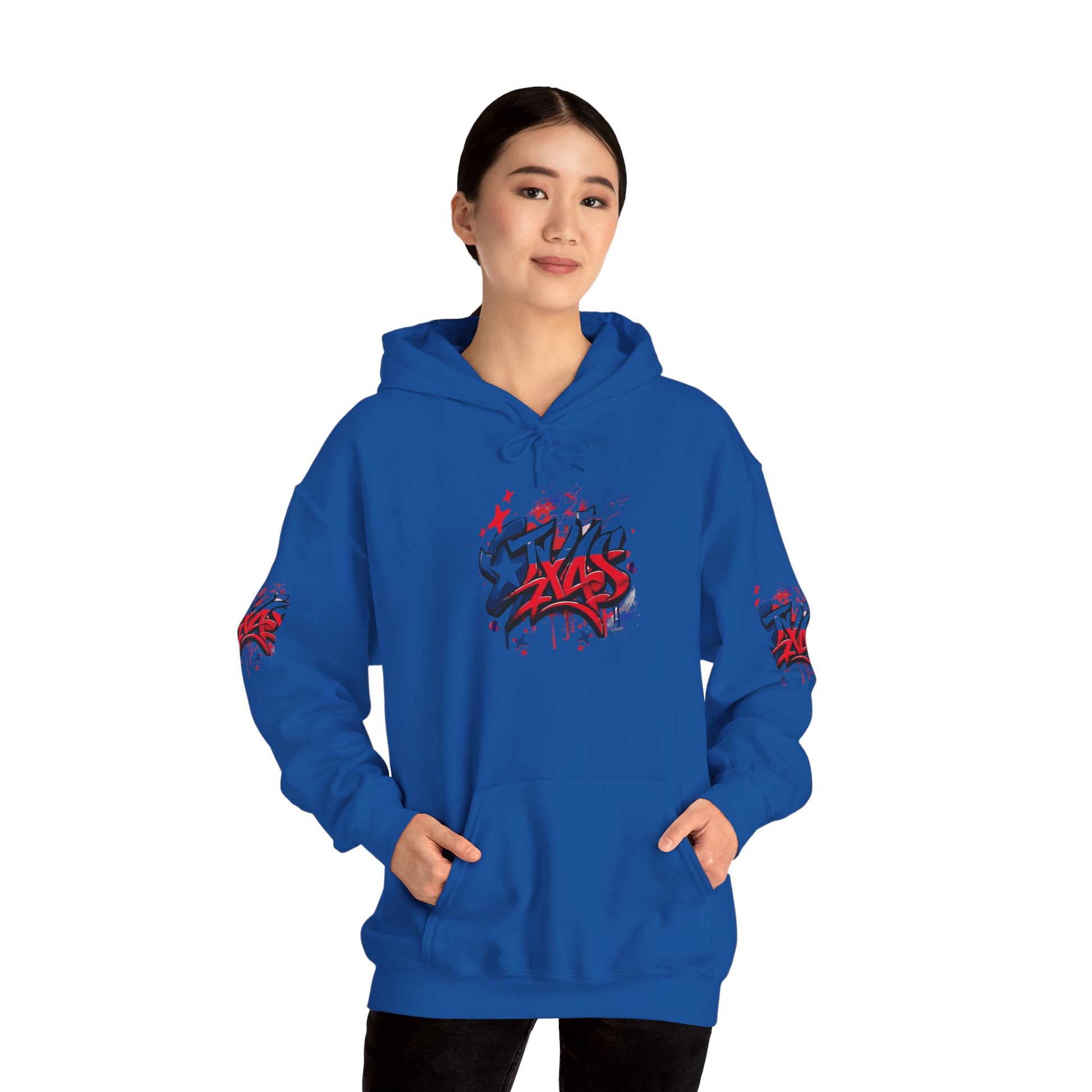 Patriotic Graffiti Hoodie, Cozy Sweatshirt for Casual Wear, Perfect Gift for July 4th, Stylish Streetwear, Unisex Fashion