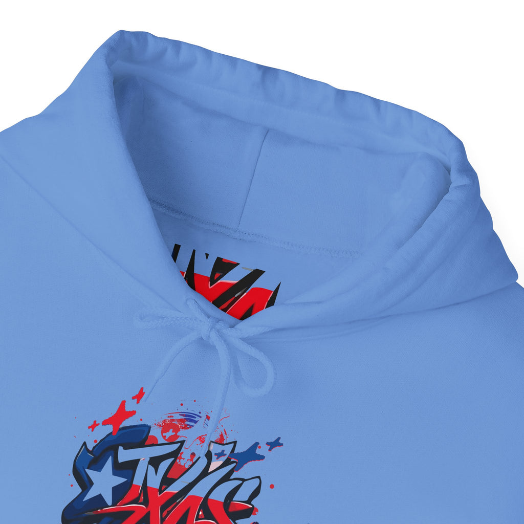 Patriotic Graffiti Hoodie, Cozy Sweatshirt for Casual Wear, Perfect Gift for July 4th, Stylish Streetwear, Unisex Fashion