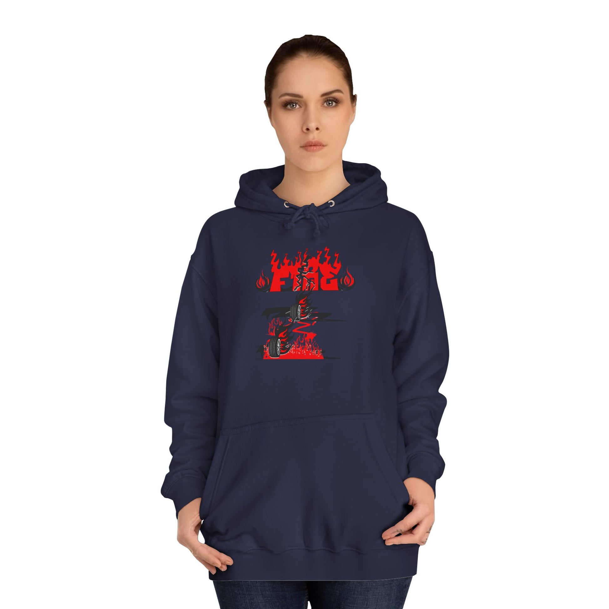 College Hoodie - "Fire" - Unisex Hooded Sweatshirt, Campus Apparel, Gift for Students, College Life, Orange Hoodie