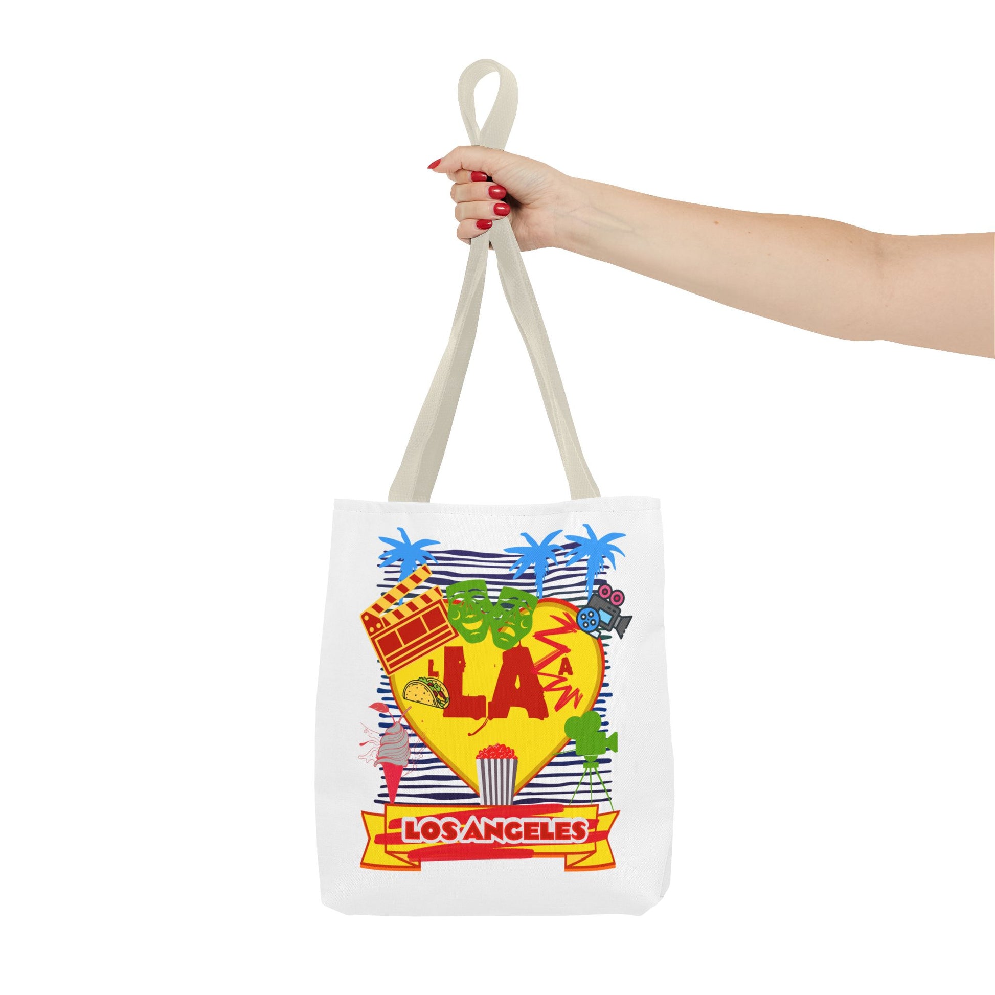 Los Angeles Love Tote Bag, Fun Beach Bag, Travel Tote, Summer Accessory, Gift for Travelers, AOP Design