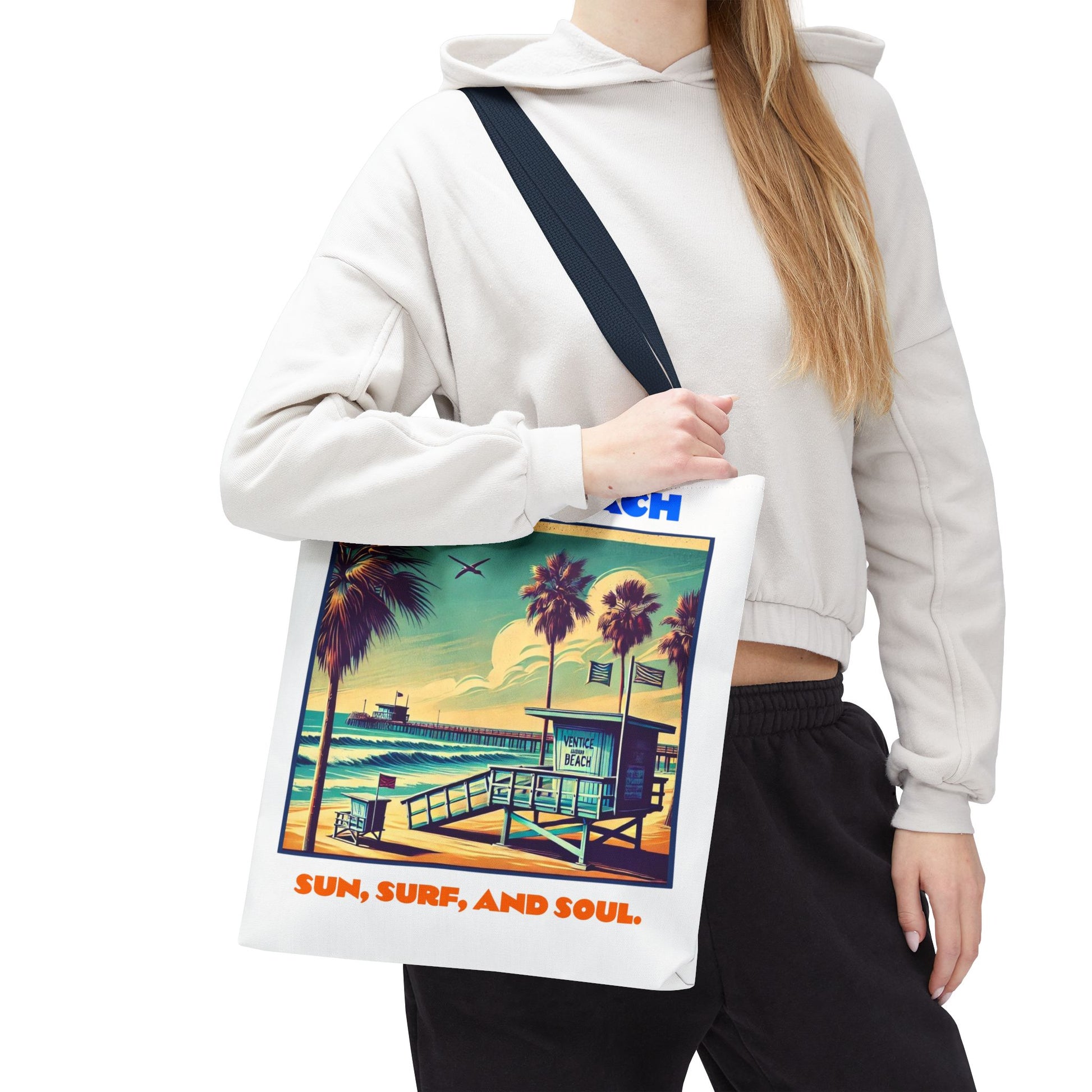Venice Beach Tote Bag - Sun, Surf, and Soul, Beach Bag, Eco-Friendly, Summer Essential, Travel Tote, Gift for Beach Lovers