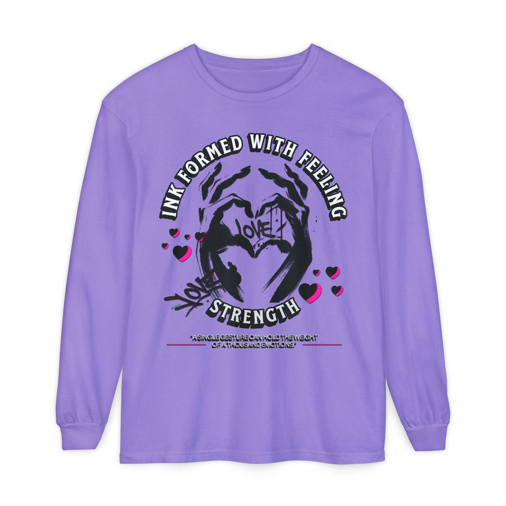 Wearable Art Long-Sleeve Tee  T-Shirt Love and Strength Graphic Design