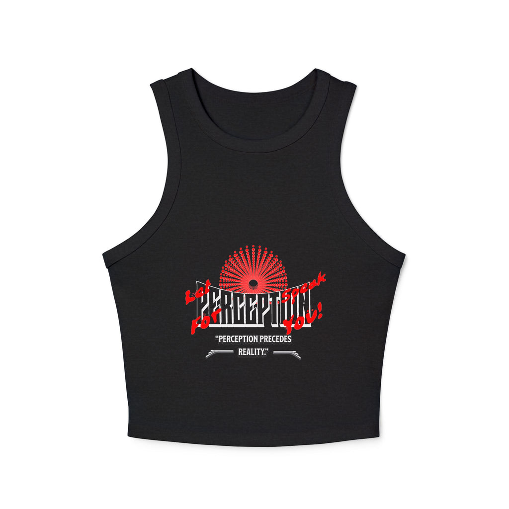 Women's Graphic Crop Tank Top: 'Perception' Design, Summer Essential, Casual Wear, Workout Gear, Festival Outfit
