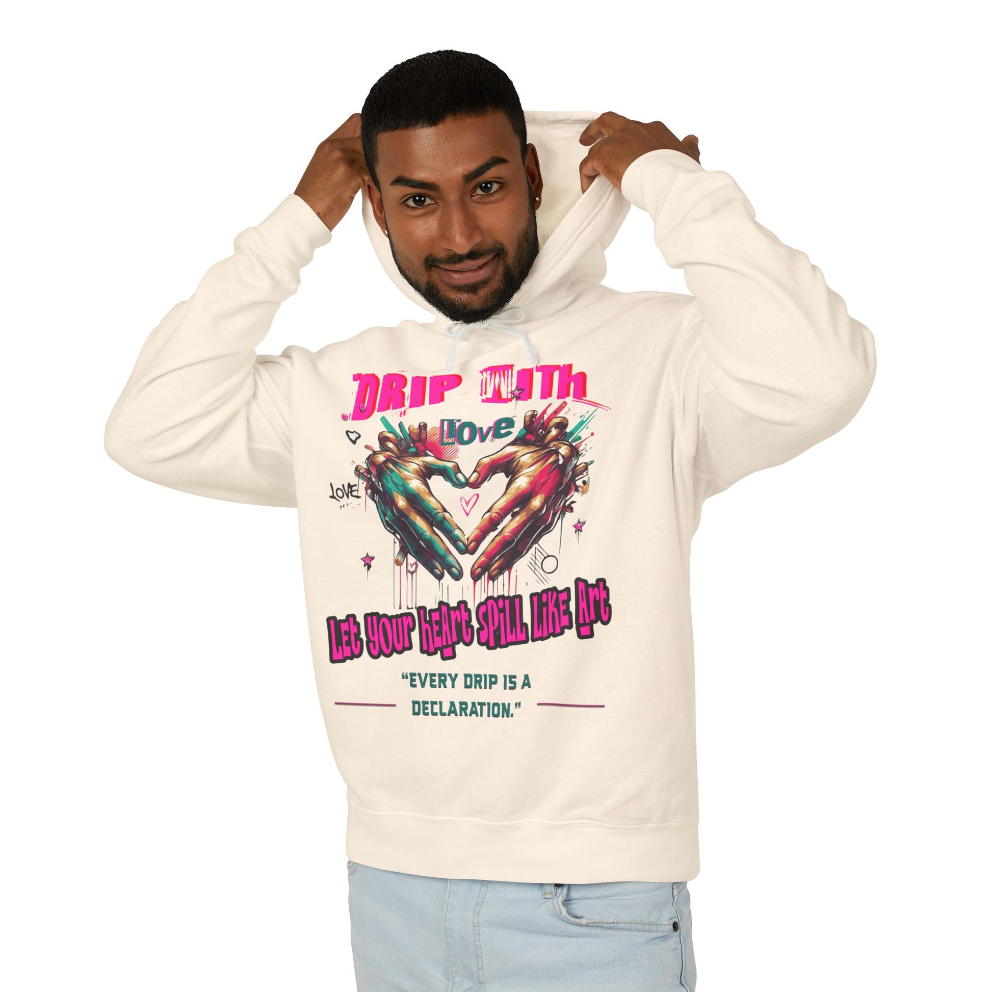 Colorful Love Hoodie, Unisex Sweatshirt for Couples, Unique Gift for Valentine's Day, Cozy Casual Hoodie, Drip with Love Design