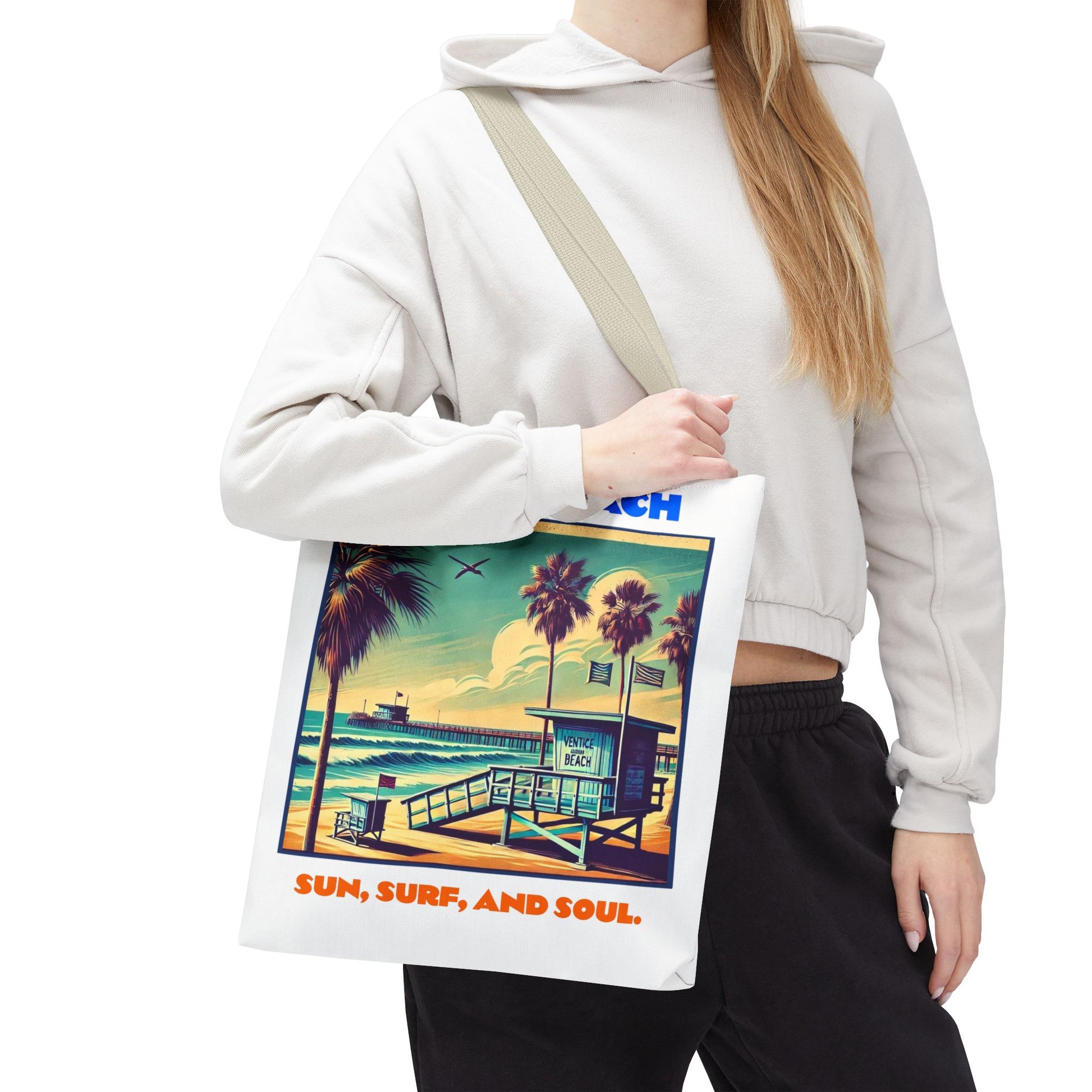 Venice Beach Tote Bag - Sun, Surf, and Soul, Beach Bag, Eco-Friendly, Summer Essential, Travel Tote, Gift for Beach Lovers