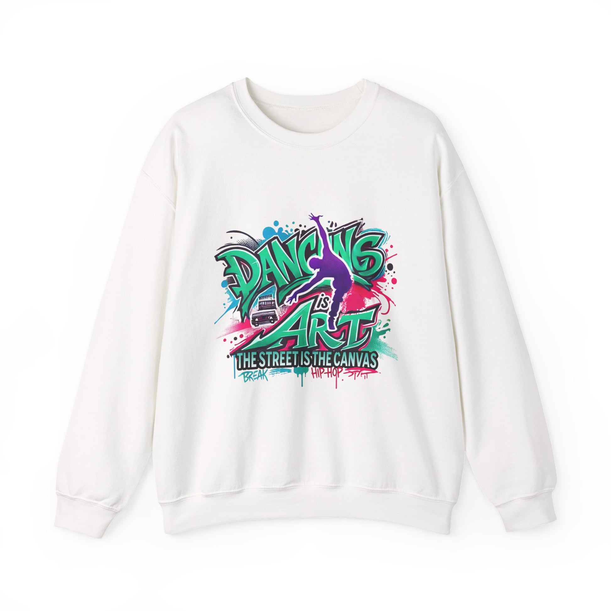 Colorful Street Art Sweatshirt, Unisex Crewneck Pullover, Dance Sweatshirt Gift, Streetwear Apparel, Artsy Fashion