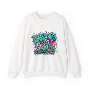 Colorful Street Art Sweatshirt, Unisex Crewneck Pullover, Dance Sweatshirt Gift, Streetwear Apparel, Artsy Fashion