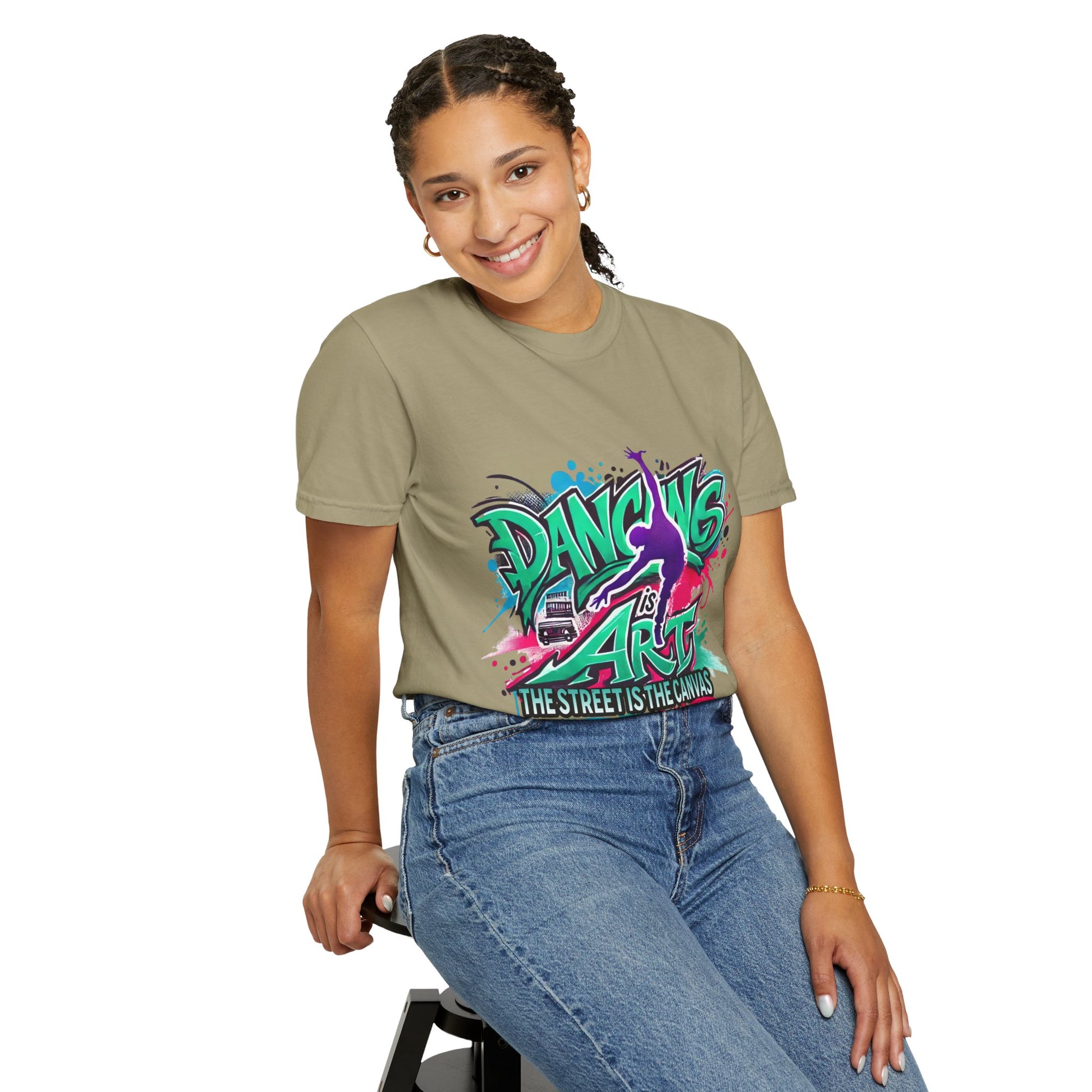 Artistic Dance T-Shirt, Urban Dance Tee, Street Art Apparel, Gift for Dancers, Graffiti Shirt, Colorful Expression Tee