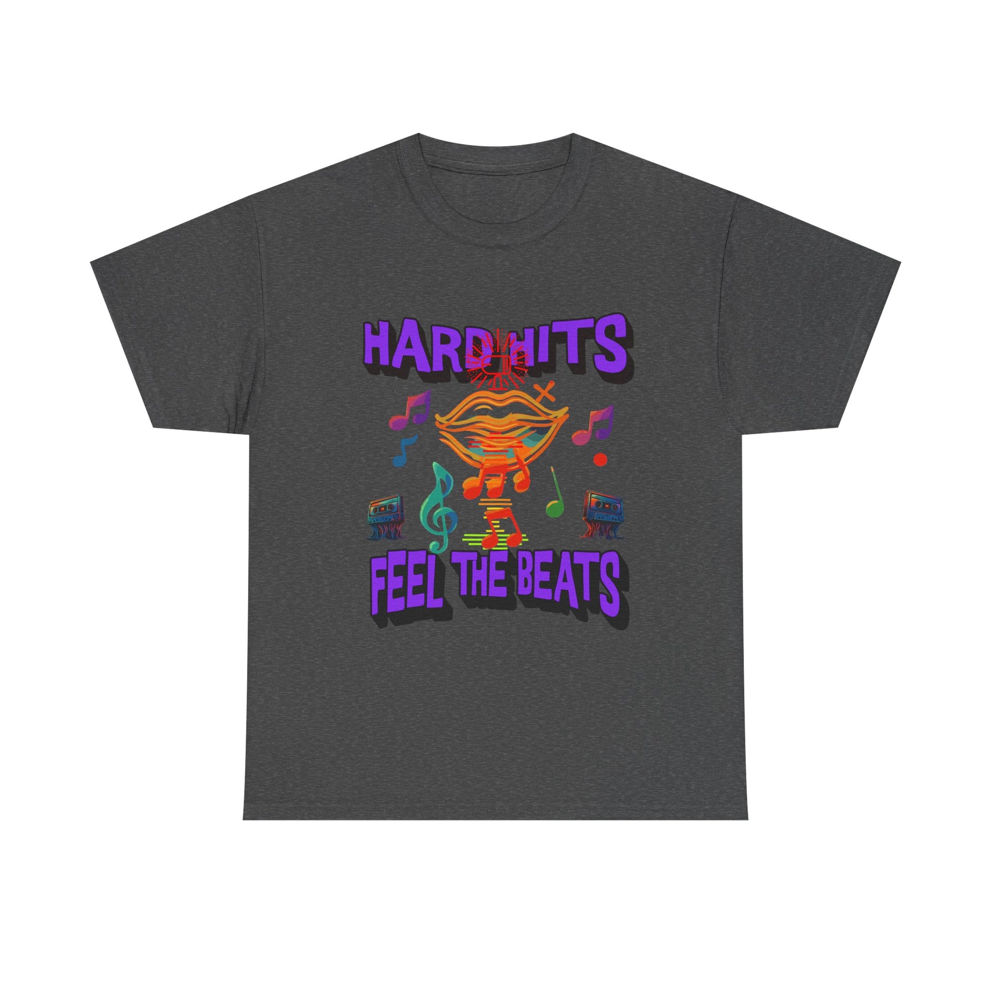 Music Lover Tee - Hard Hits Feel The Beats, Unisex Cotton Shirt, Perfect Gift for Musicians, Concerts, Festivals, Casual Wear