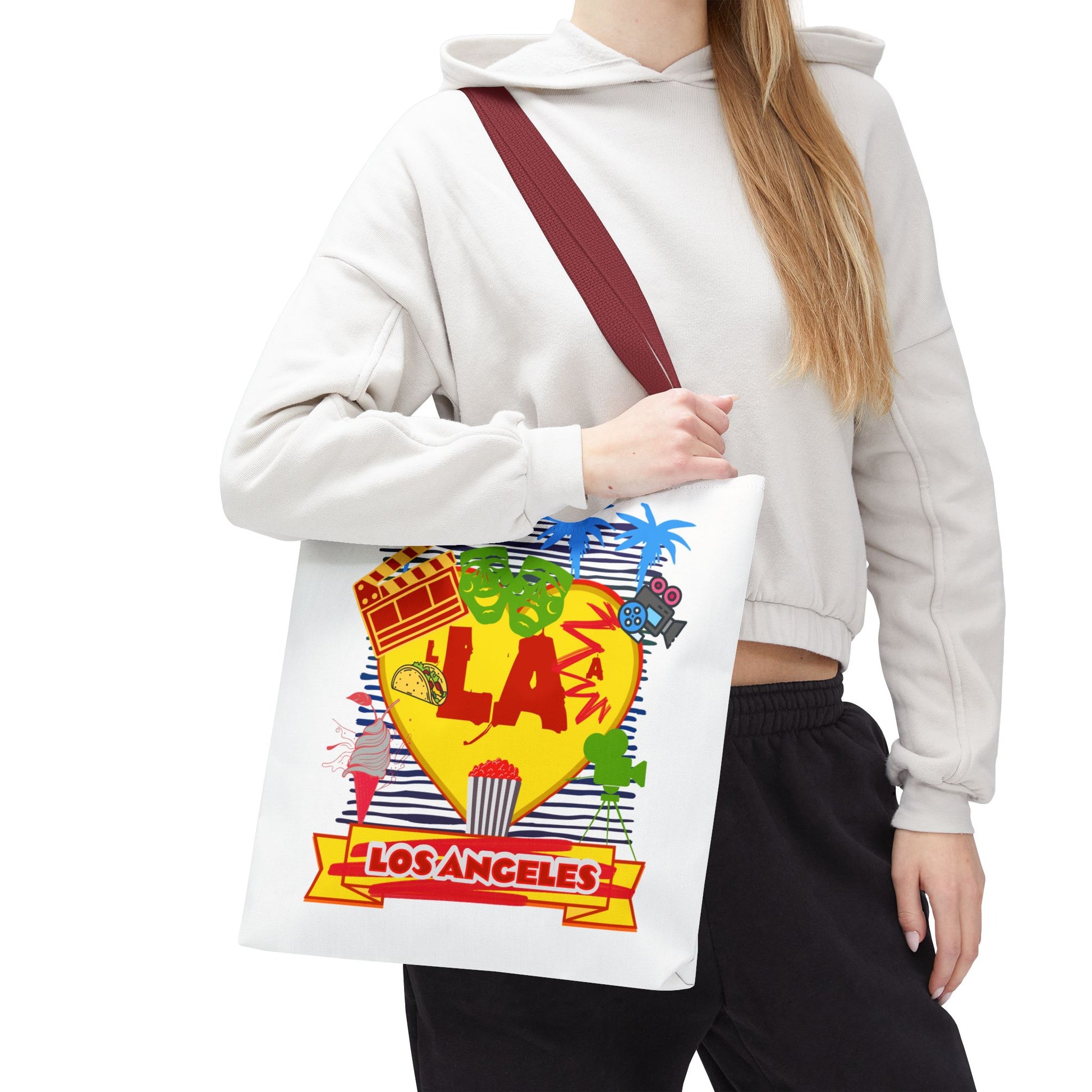 Los Angeles Love Tote Bag, Fun Beach Bag, Travel Tote, Summer Accessory, Gift for Travelers, AOP Design