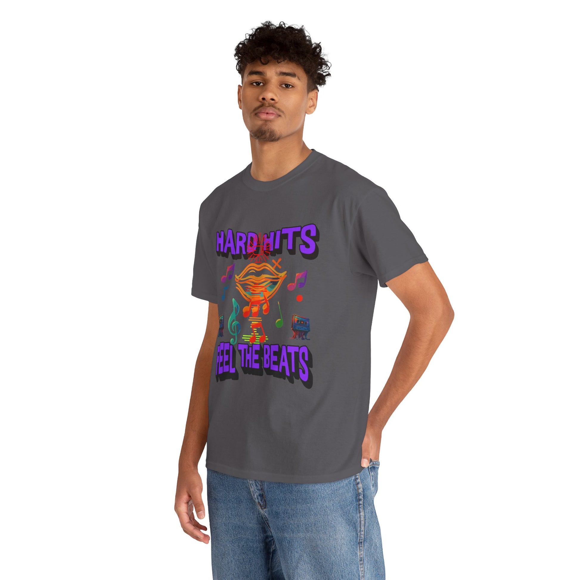 Music Lover Tee - Hard Hits Feel The Beats, Unisex Cotton Shirt, Perfect Gift for Musicians, Concerts, Festivals, Casual Wear