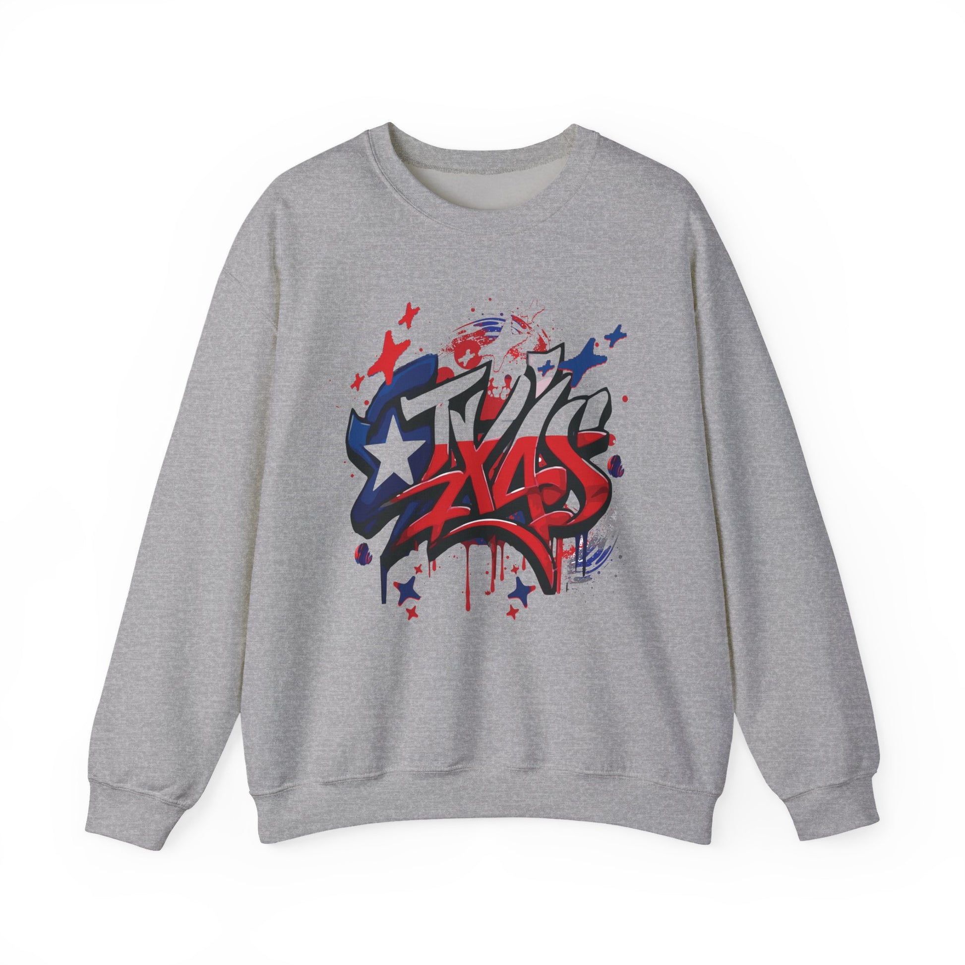 Texas Graffiti Crewneck Sweatshirt, Urban Streetwear, Unisex Fashion, Graphic Sweatshirt, Cozy Layering Piece, Gift for Him/Her