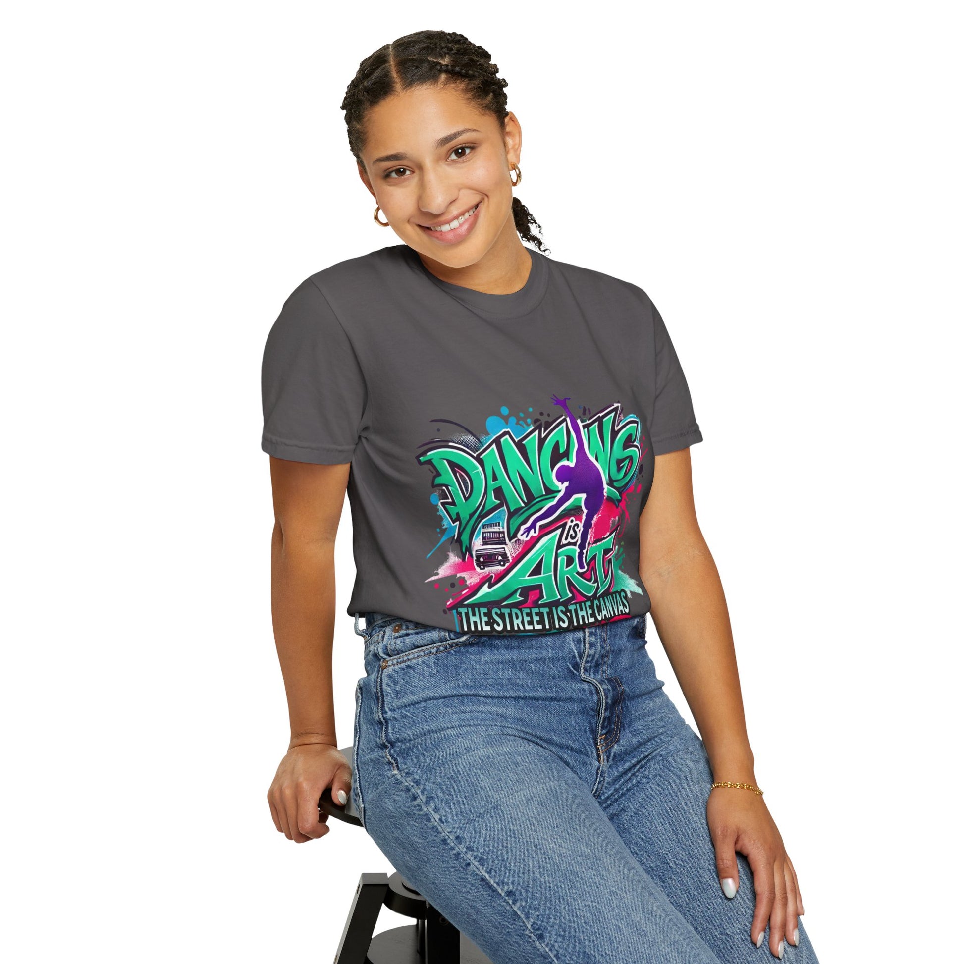Artistic Dance T-Shirt, Urban Dance Tee, Street Art Apparel, Gift for Dancers, Graffiti Shirt, Colorful Expression Tee