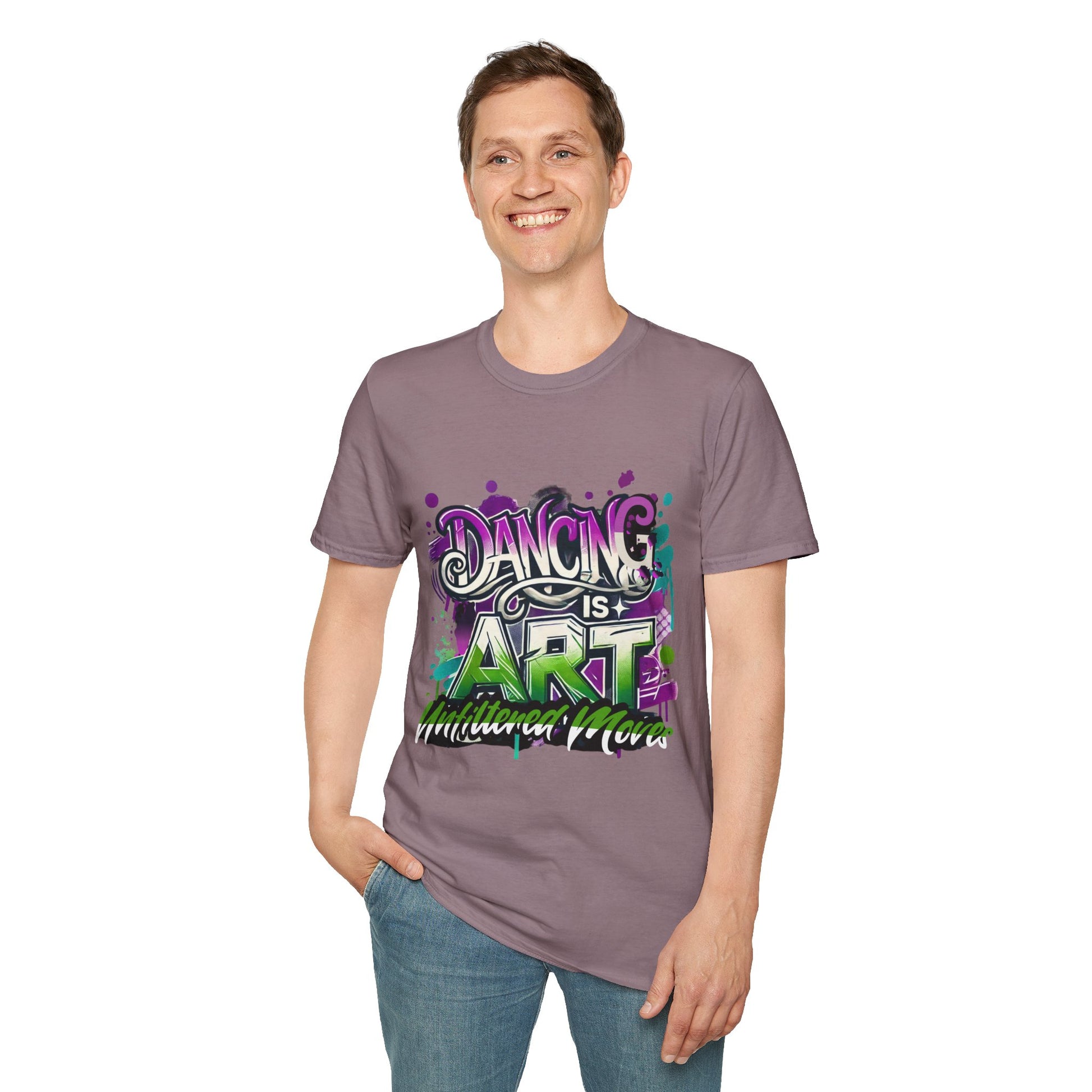 Dance Tee Unisex Softstyle T-Shirt: Dancing is Art & Unfiltered Moves Design