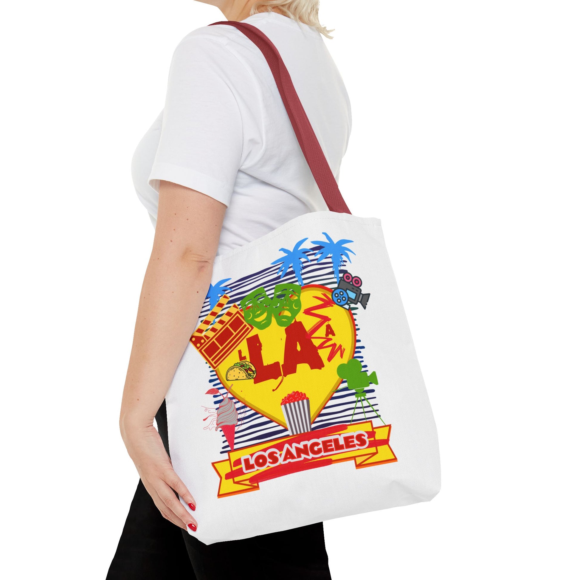 Los Angeles Love Tote Bag, Fun Beach Bag, Travel Tote, Summer Accessory, Gift for Travelers, AOP Design