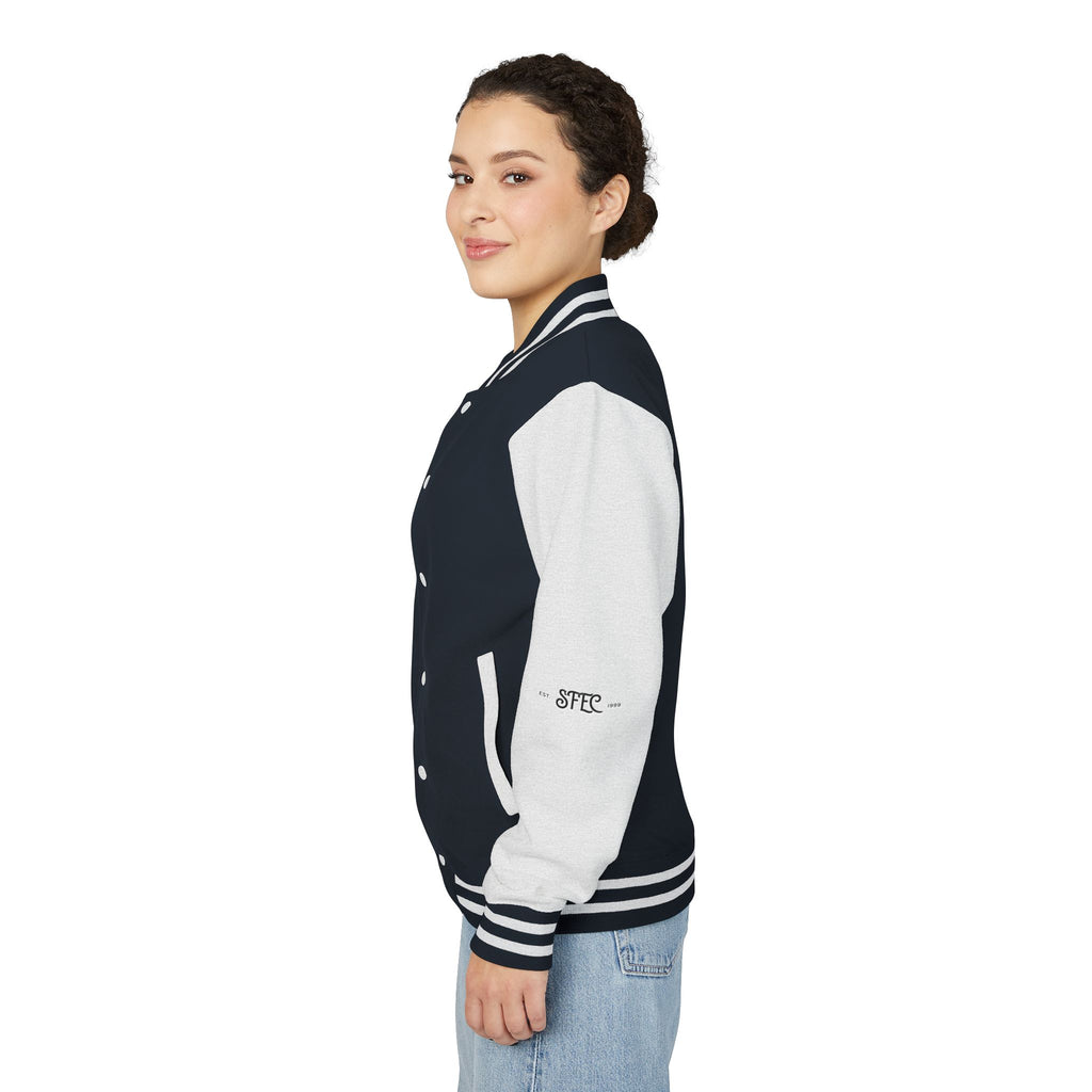 Unisex Varsity Letterman Jacket – Spit Fire Echo Change Embroidered Design