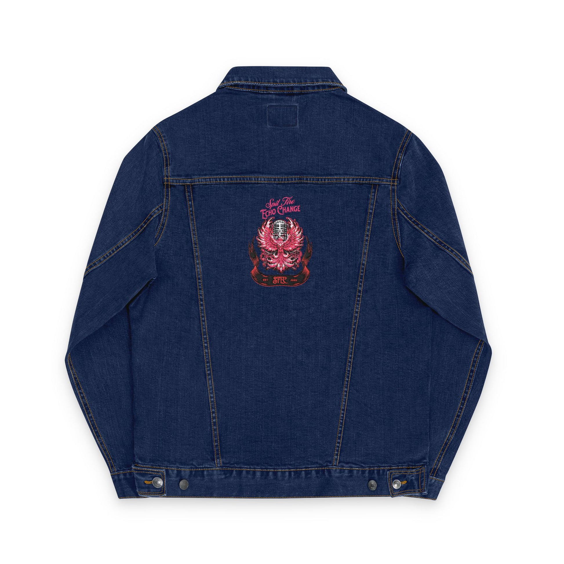 Unisex Classic Denim Jacket – Phoenix & Microphone Embroidered Back