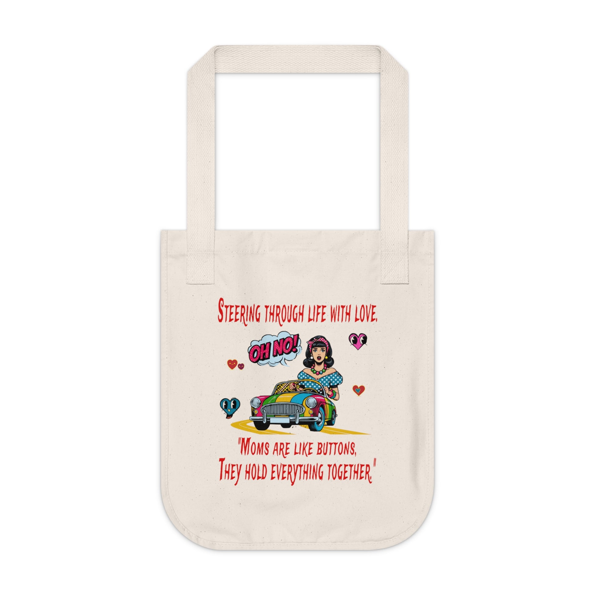 Organic Canvas Tote Bag - Fun & Whimsical Design for Moms, Eco-Friendly Gift, Grocery Bag, Everyday Use, Travel Companion