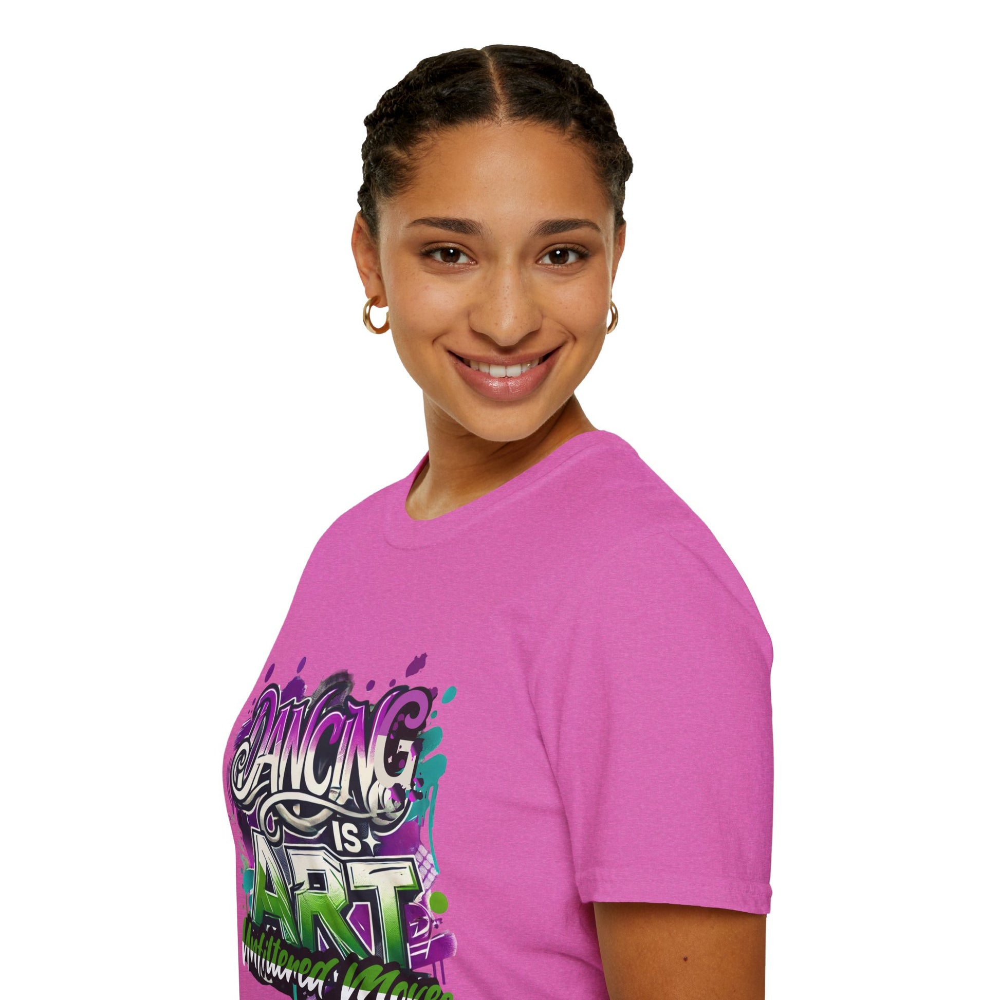 Dance Tee Unisex Softstyle T-Shirt: Dancing is Art & Unfiltered Moves Design
