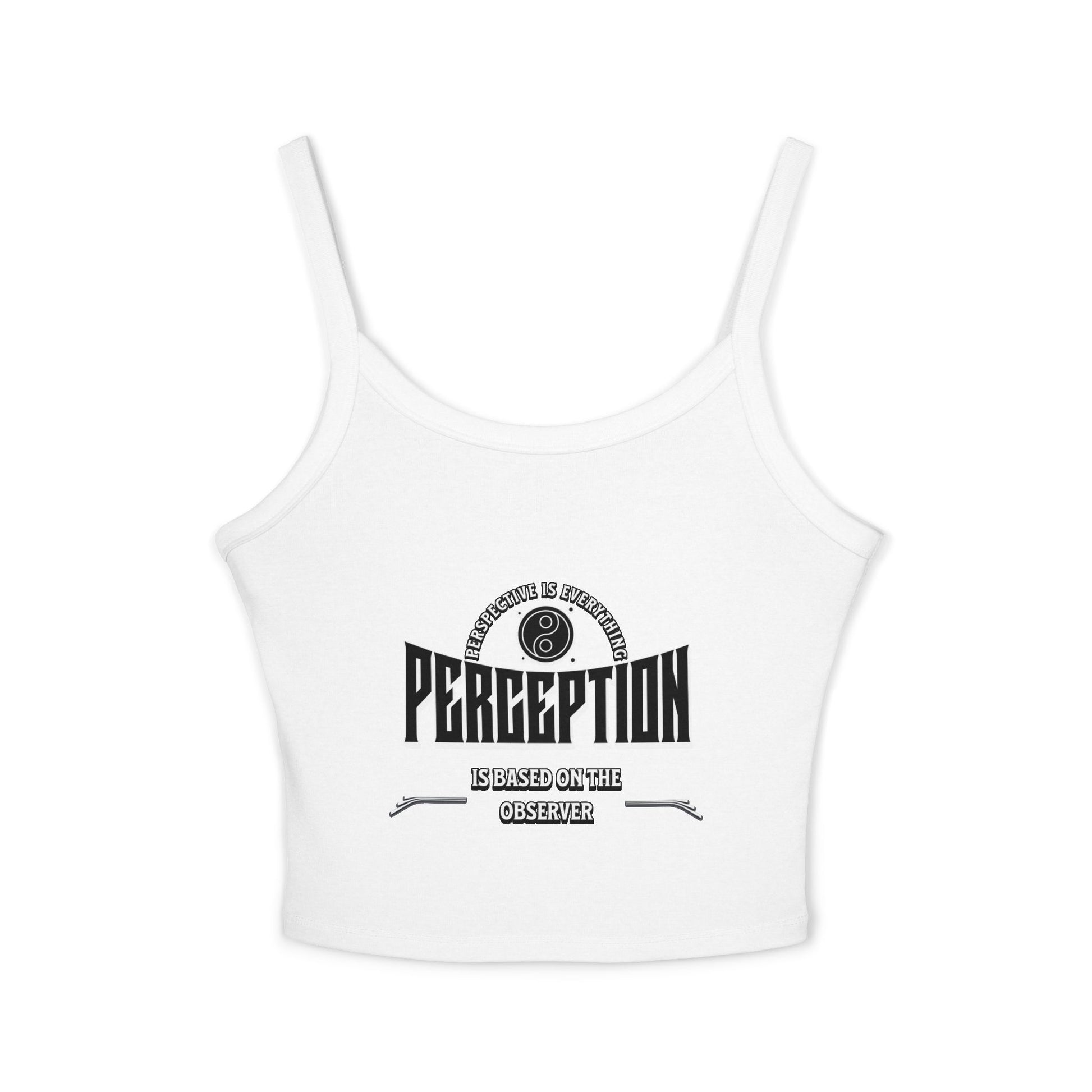 Women's Spaghetti Strap Tank Top - 'Perception' Graphic Tee, Casual Summer Wear, Gift for Her, Boho Style, Festival Top