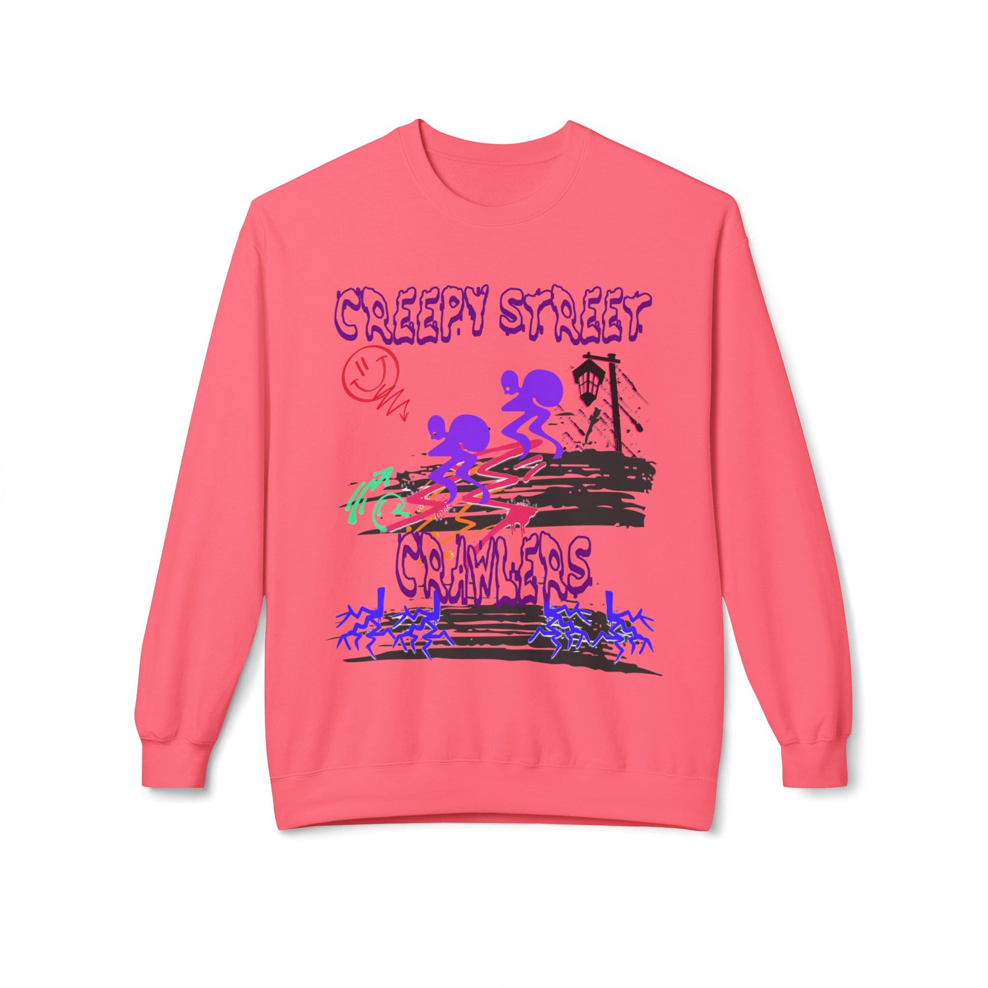 Creepy Street Crawlers Sweatshirt | Cozy Unisex Fleece Crewneck | Ideal for Halloween, Casual Wear, Fall Outings, Gift for Friends