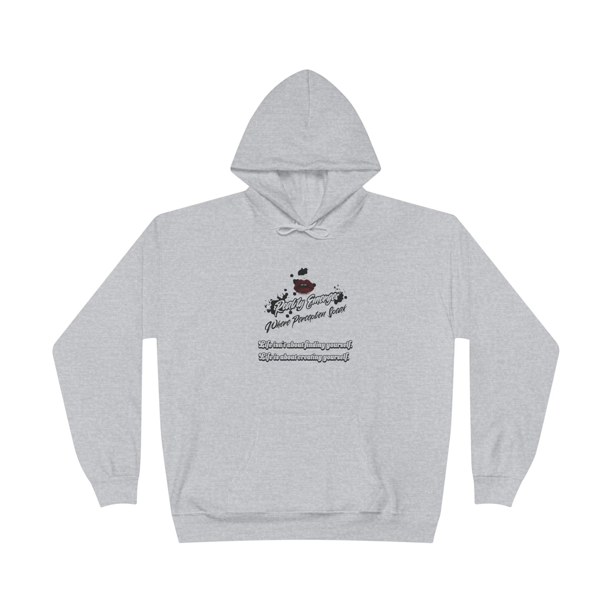 Hoodie Reality Emerges Where Perception Speaks Red Lips and Ink Splatter Design