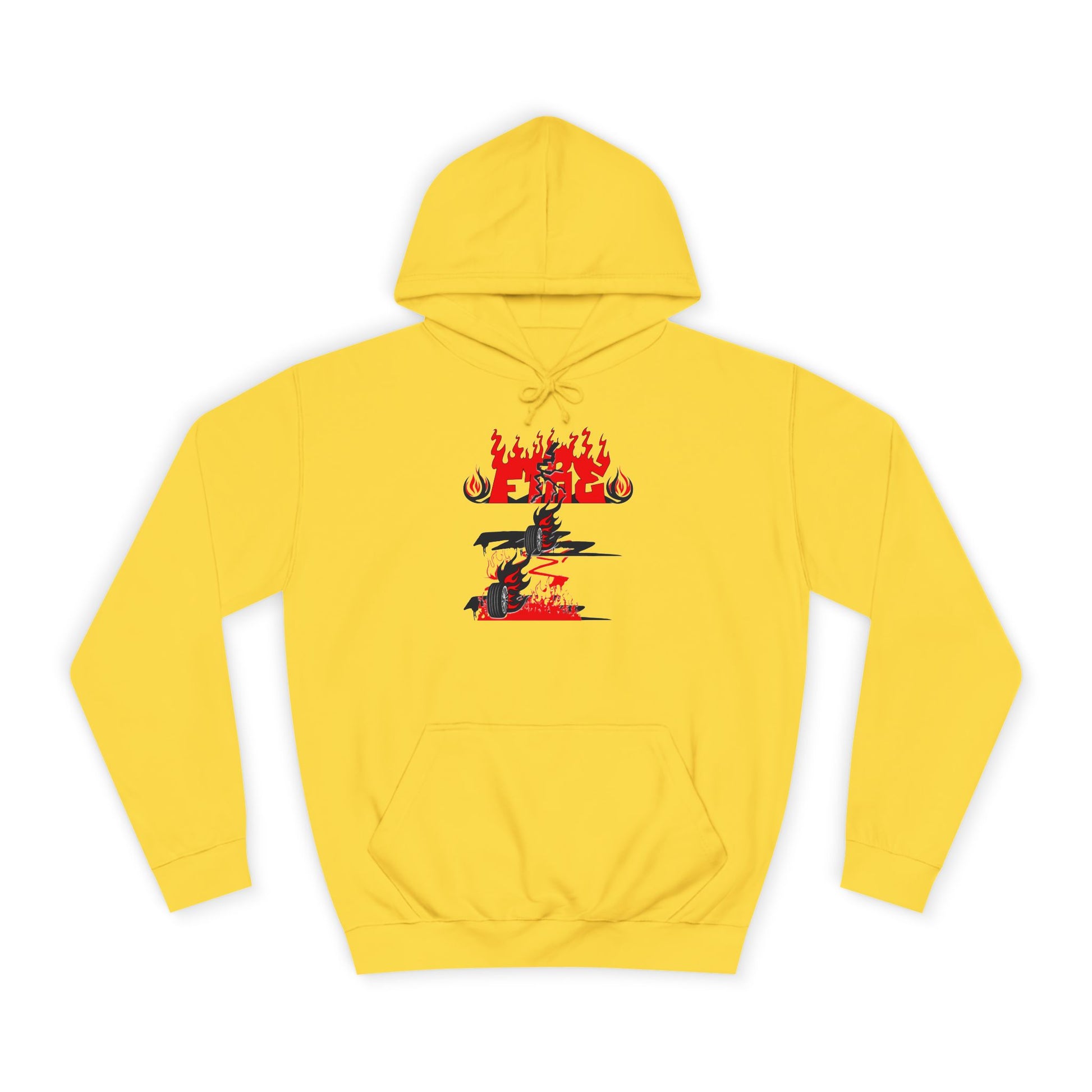 College Hoodie - "Fire" - Unisex Hooded Sweatshirt, Campus Apparel, Gift for Students, College Life, Orange Hoodie