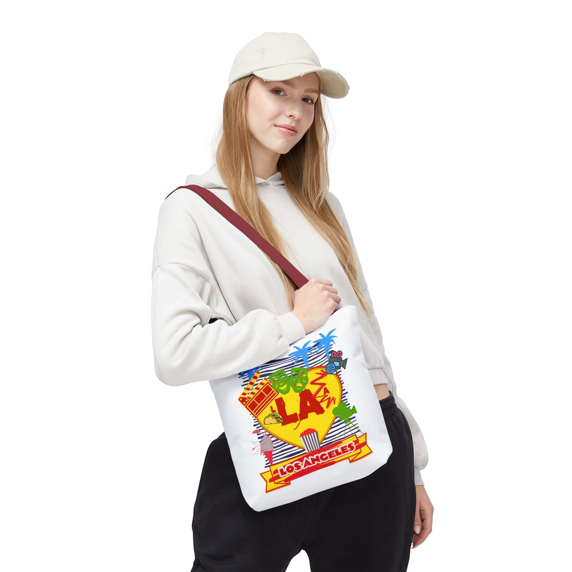 Los Angeles Love Tote Bag, Fun Beach Bag, Travel Tote, Summer Accessory, Gift for Travelers, AOP Design