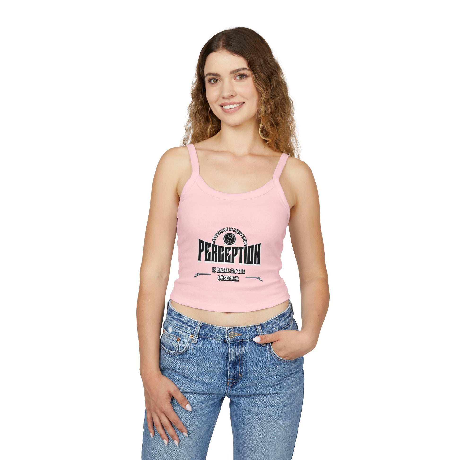 Women's Spaghetti Strap Tank Top - 'Perception' Graphic Tee, Casual Summer Wear, Gift for Her, Boho Style, Festival Top