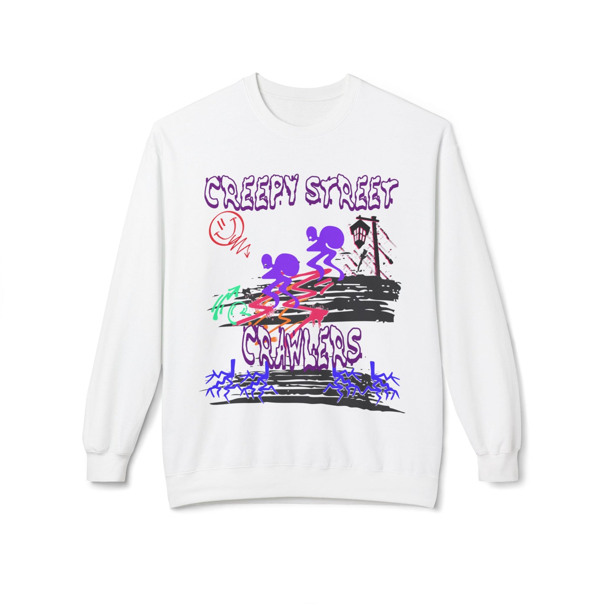 Creepy Street Crawlers Sweatshirt | Cozy Unisex Fleece Crewneck | Ideal for Halloween, Casual Wear, Fall Outings, Gift for Friends