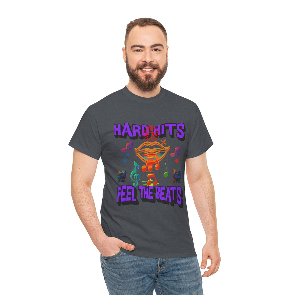 Music Lover Tee - Hard Hits Feel The Beats, Unisex Cotton Shirt, Perfect Gift for Musicians, Concerts, Festivals, Casual Wear