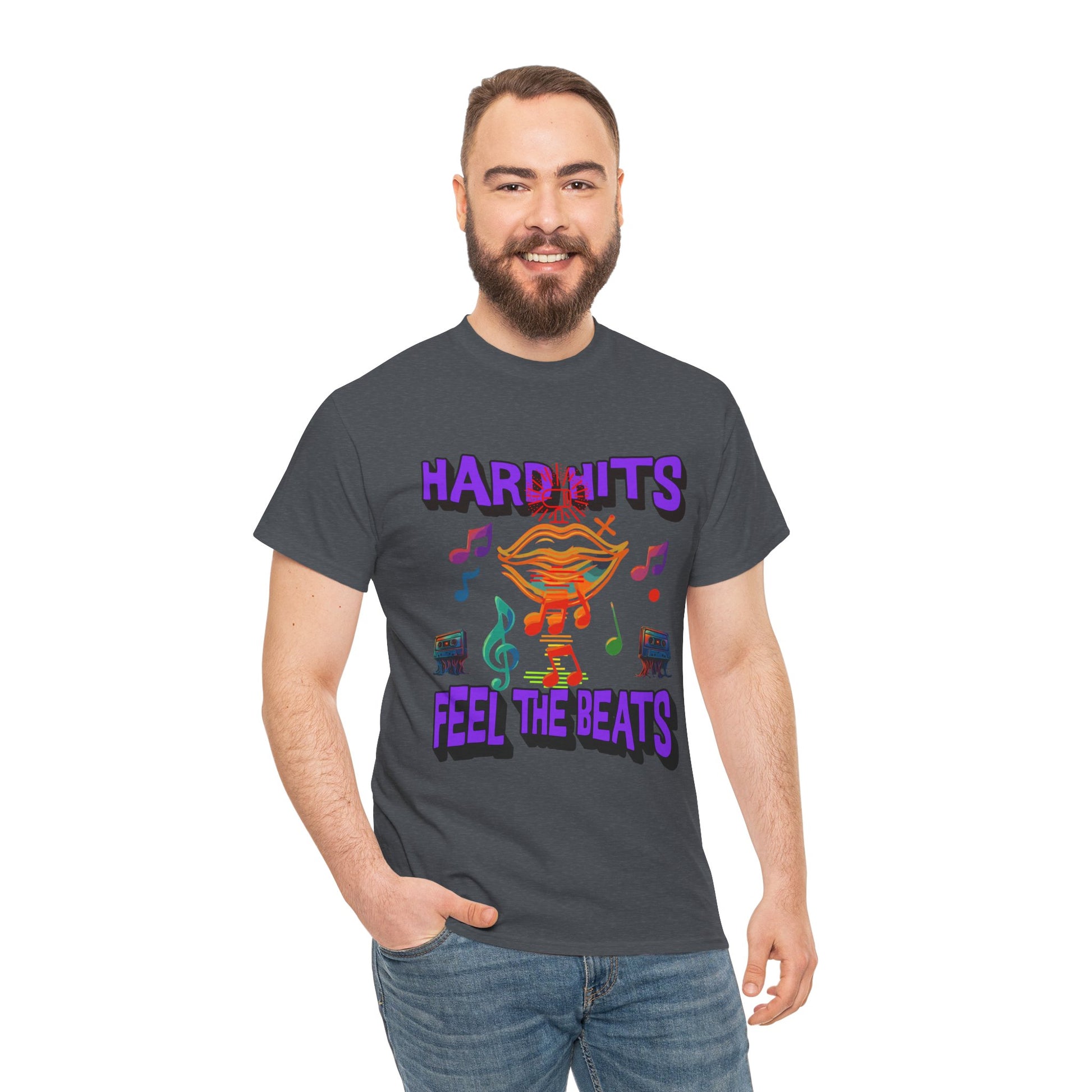 Music Lover Tee - Hard Hits Feel The Beats, Unisex Cotton Shirt, Perfect Gift for Musicians, Concerts, Festivals, Casual Wear