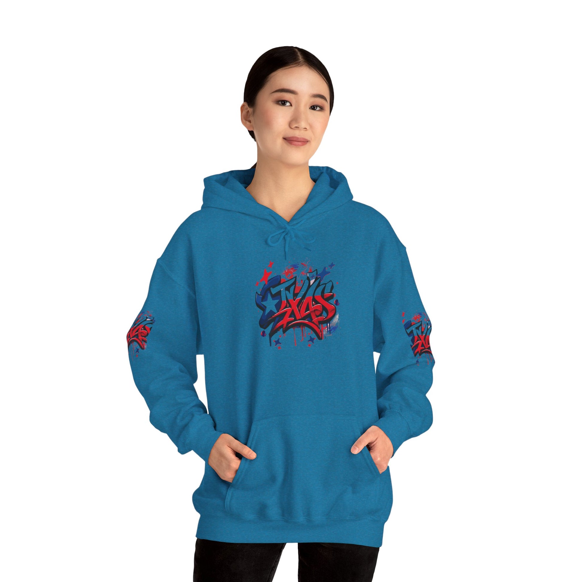 Patriotic Graffiti Hoodie, Cozy Sweatshirt for Casual Wear, Perfect Gift for July 4th, Stylish Streetwear, Unisex Fashion