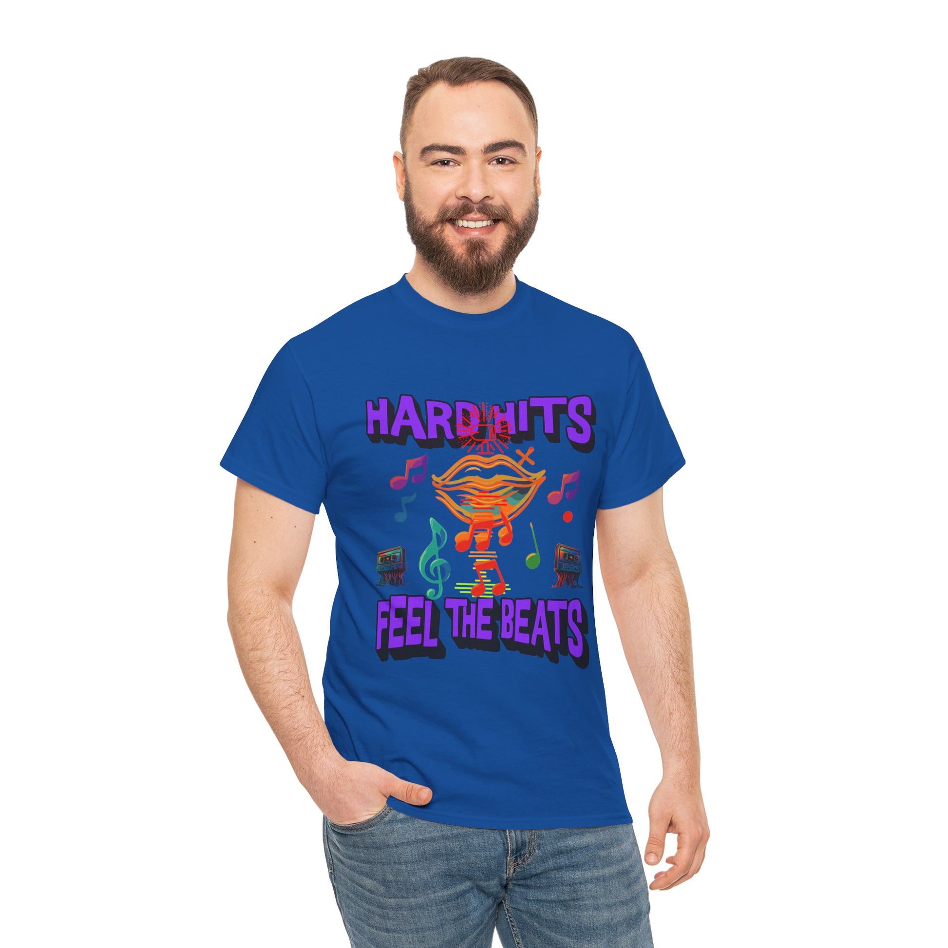 Music Lover Tee - Hard Hits Feel The Beats, Unisex Cotton Shirt, Perfect Gift for Musicians, Concerts, Festivals, Casual Wear