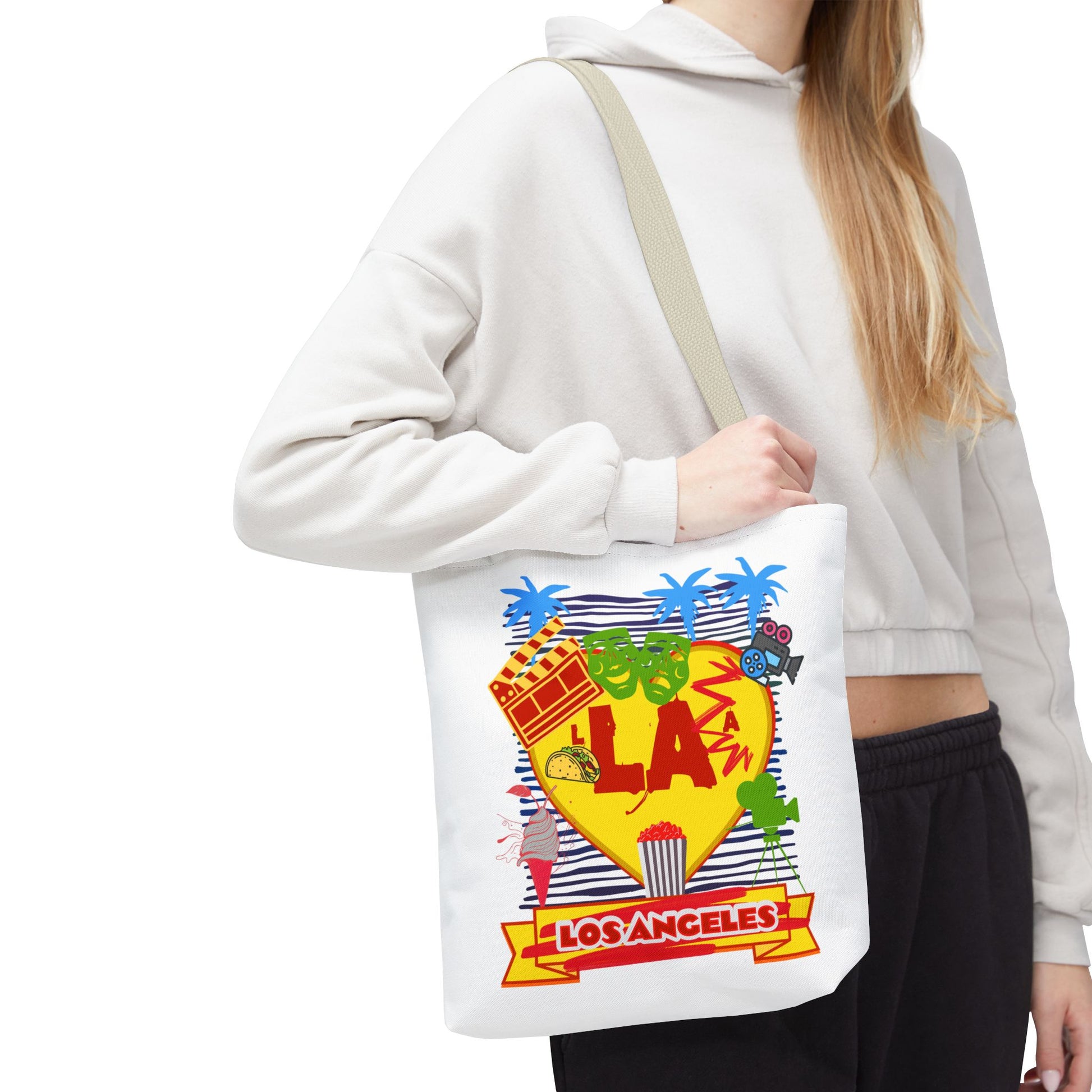 Los Angeles Love Tote Bag, Fun Beach Bag, Travel Tote, Summer Accessory, Gift for Travelers, AOP Design