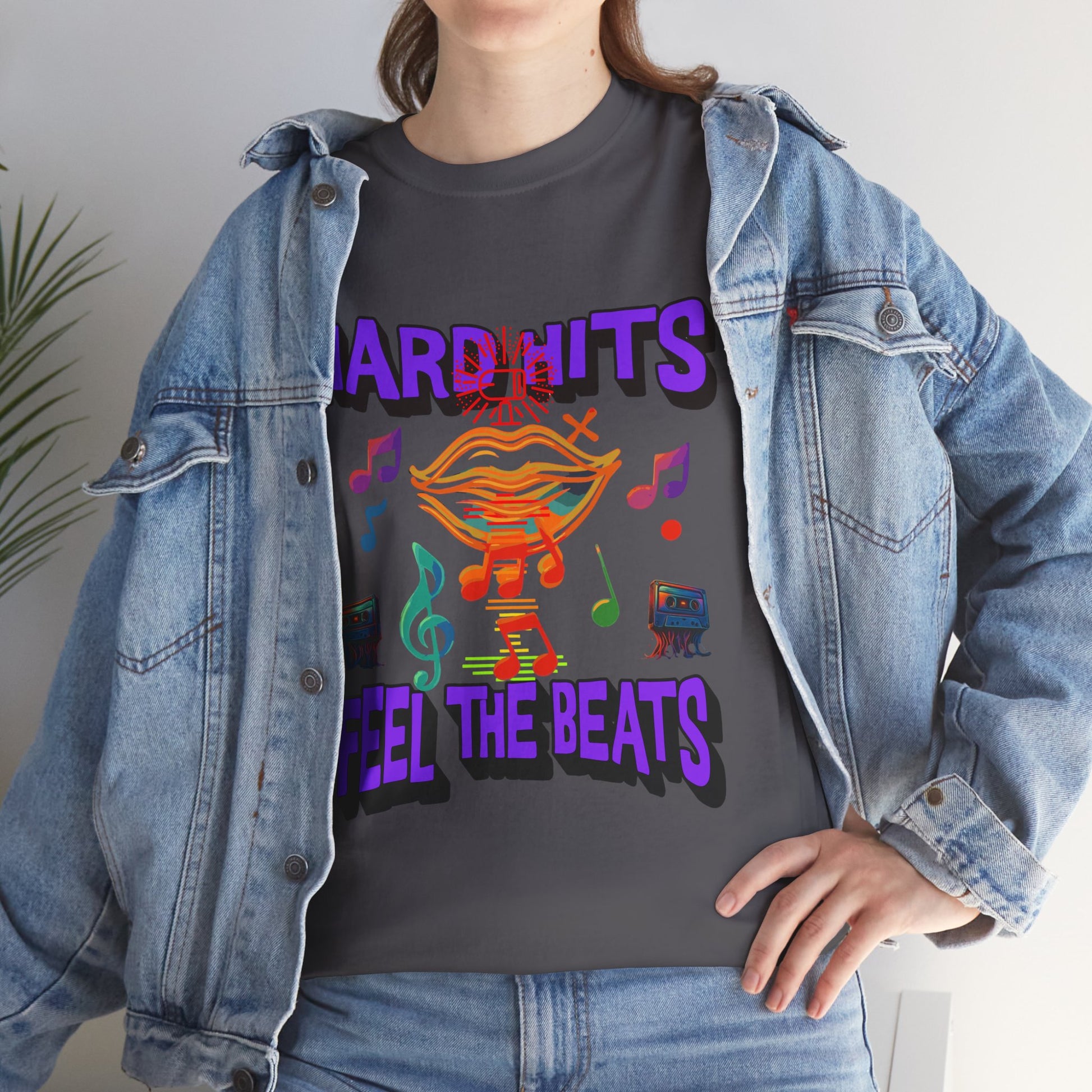 Music Lover Tee - Hard Hits Feel The Beats, Unisex Cotton Shirt, Perfect Gift for Musicians, Concerts, Festivals, Casual Wear